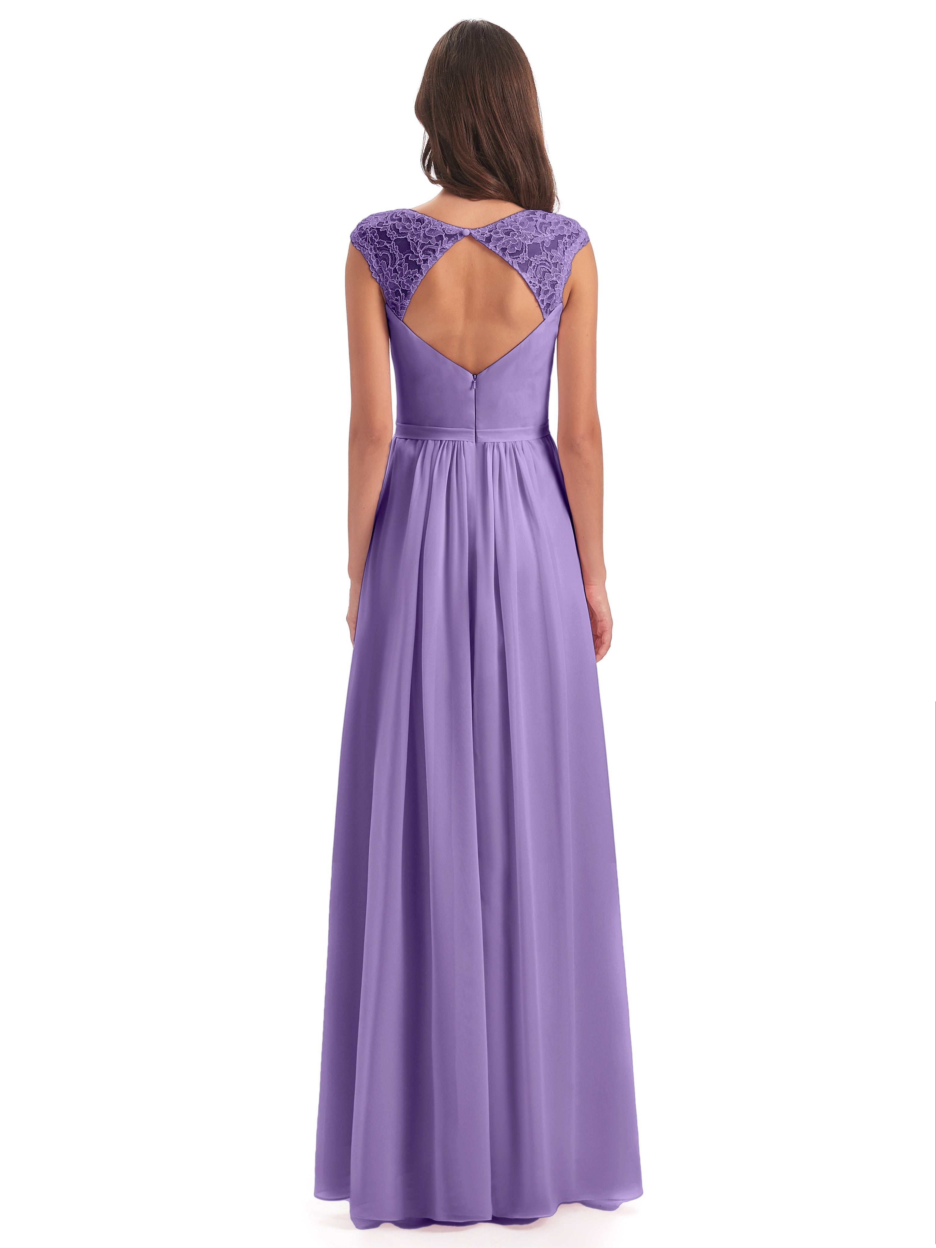 Robes De Demoiselle D'Honneur Tahiti Mancherons Dos Ouvert Mousseline Robes Demoiselle D'Honneur