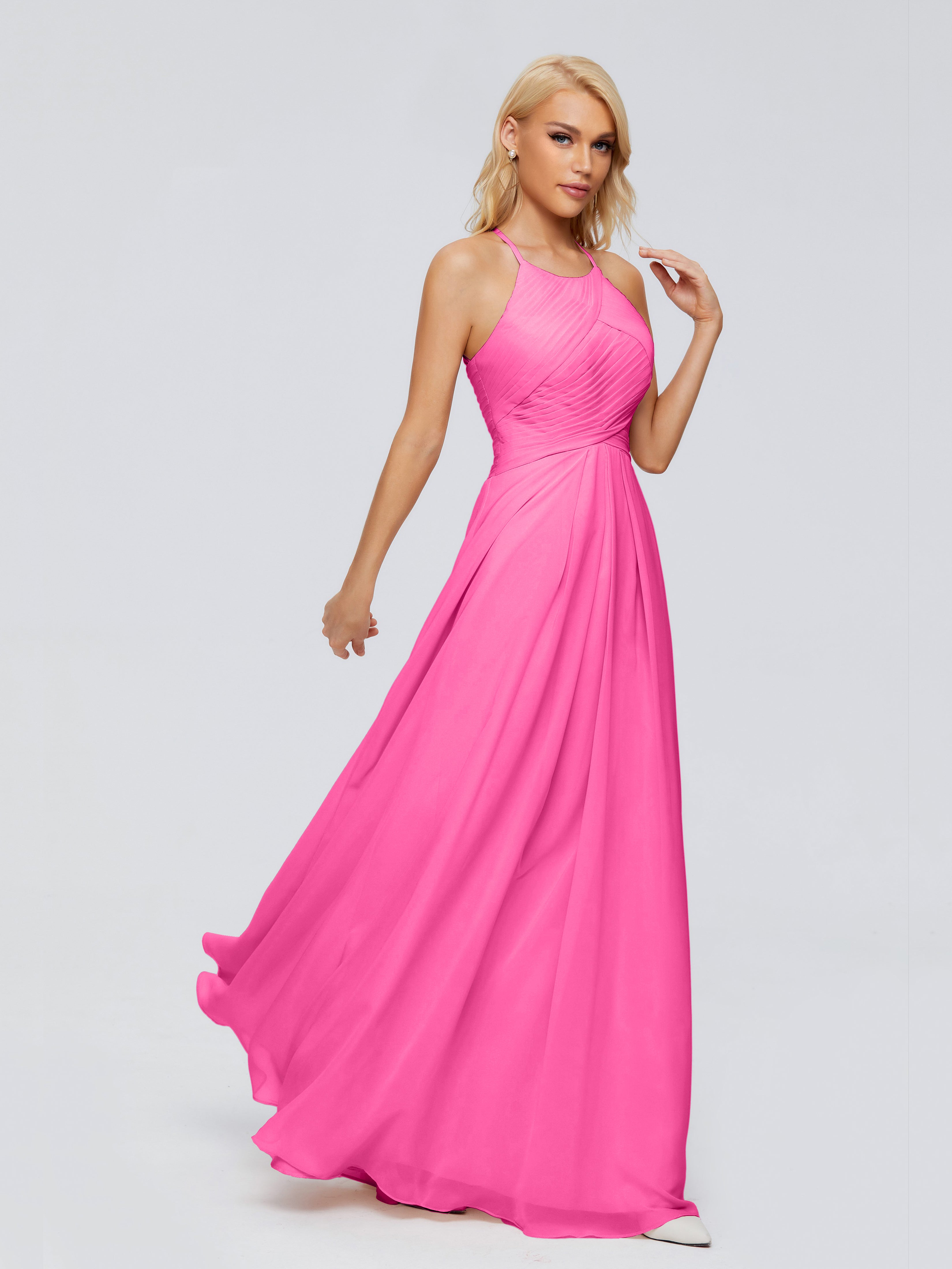 Robe Demoiselle D Honneur Azalée Finley Trapèze Licou Mousseline Robes Demoiselle D'Honneur