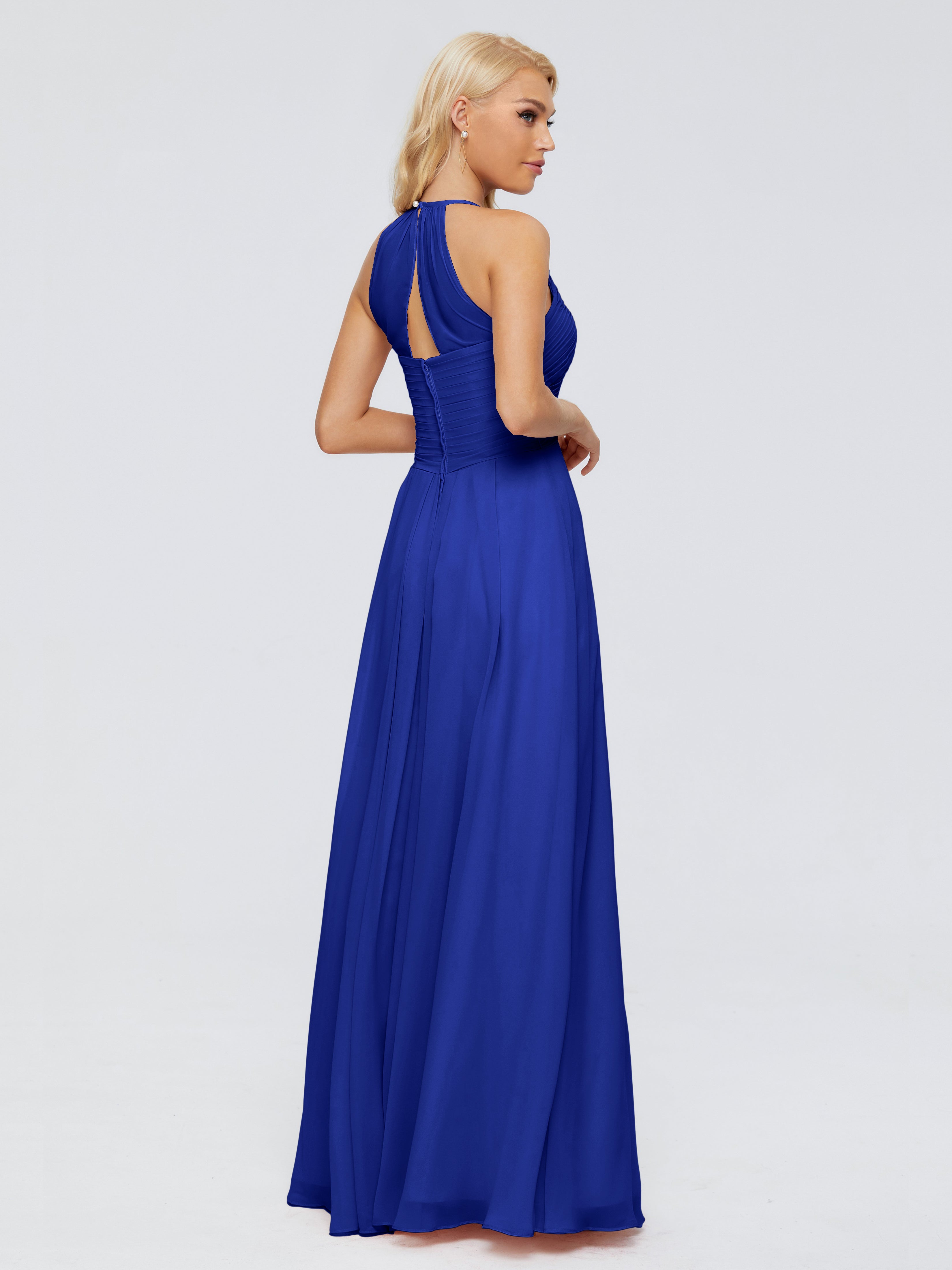 Demoiselle D'Honneur Bleu Royal Finley Trapèze Licou Mousseline Robes Demoiselle D'Honneur