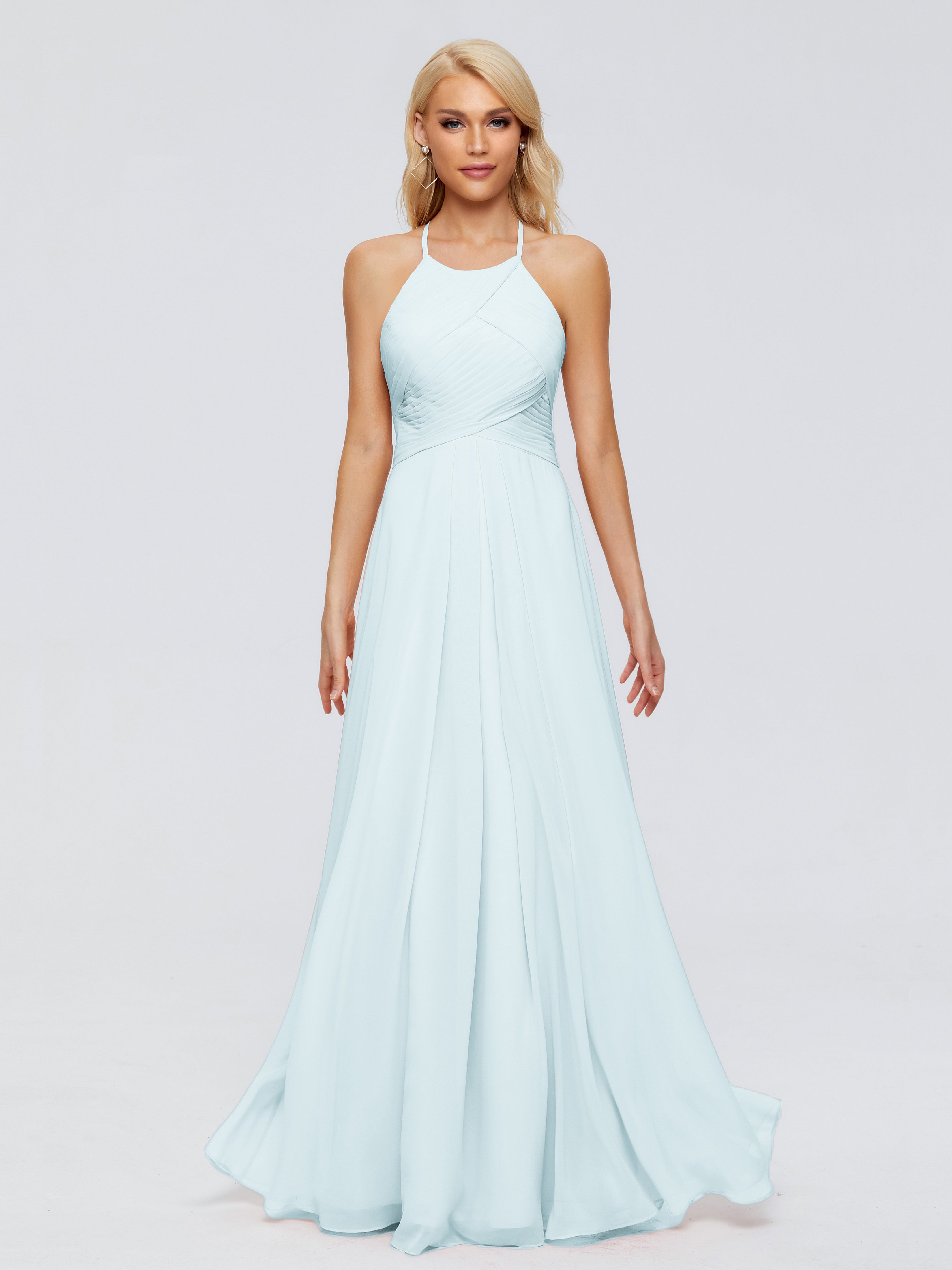 Robe De Demoiselle D'Honneur Brume Finley Trapèze Licou Mousseline Robes Demoiselle D'Honneur