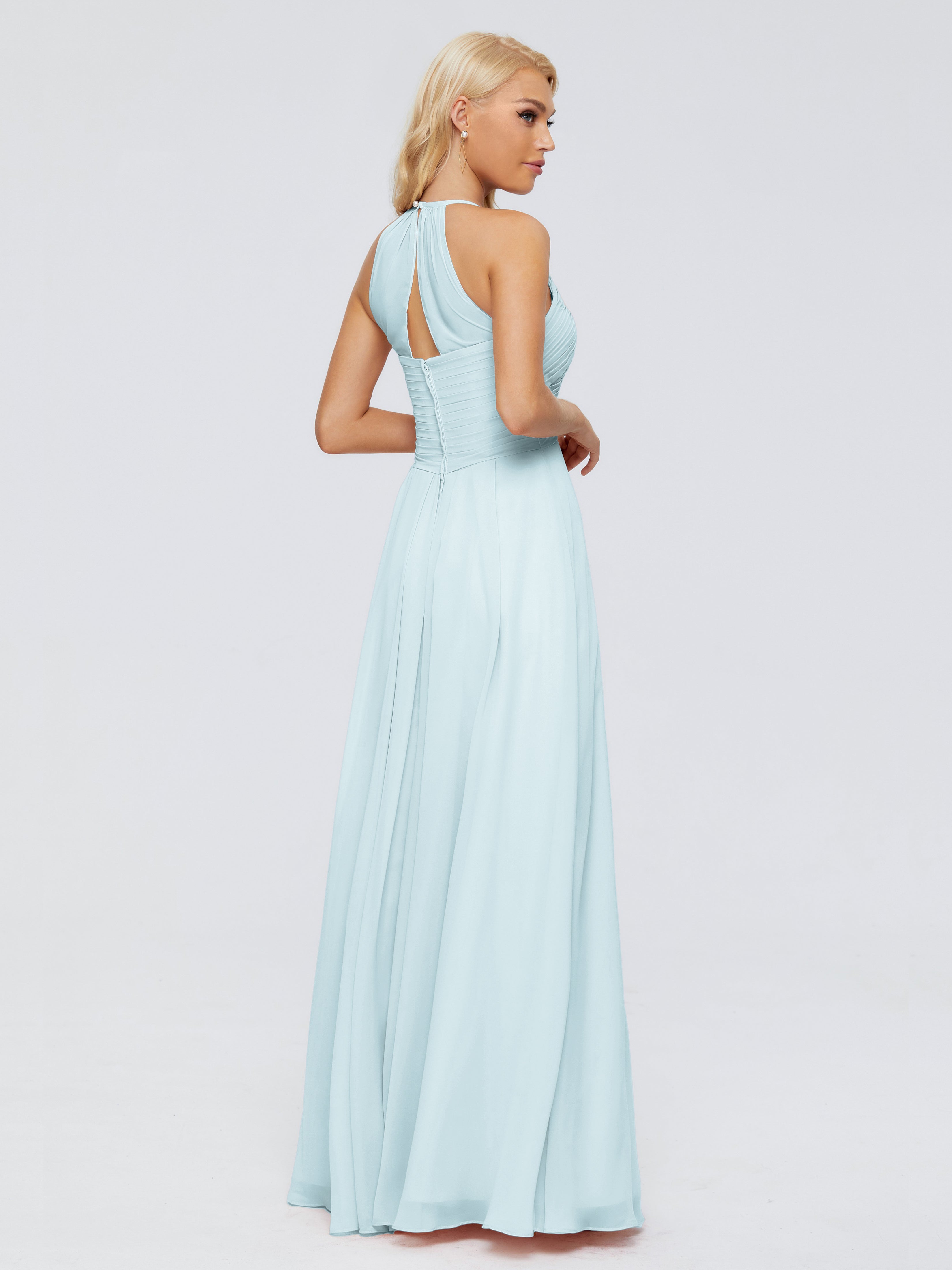Robe De Demoiselle D'Honneur Brume Finley Trapèze Licou Mousseline Robes Demoiselle D'Honneur