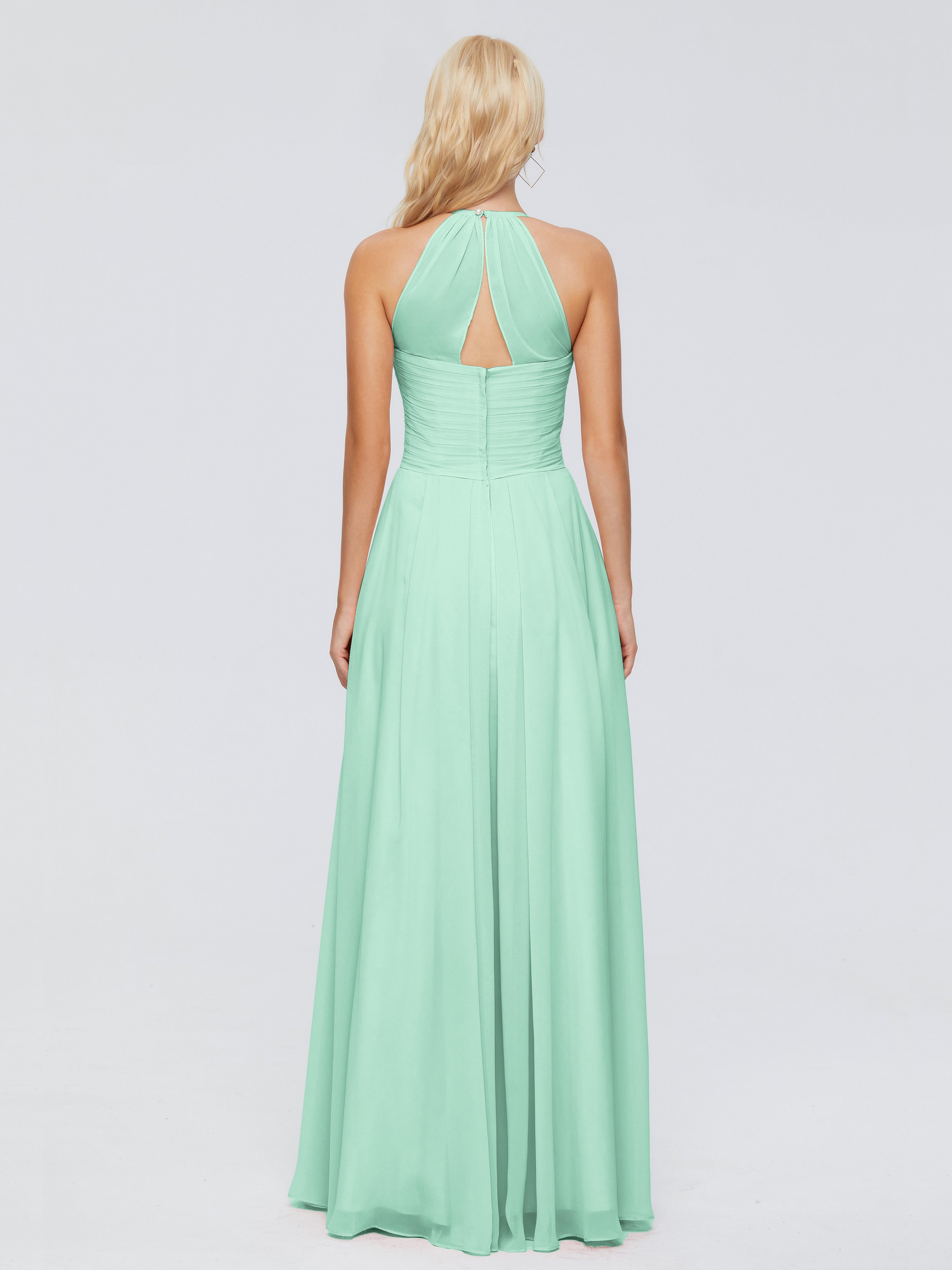 Robe Vert Menthe Demoiselle D Honneur Finley Trapèze Licou Mousseline Robes Demoiselle D'Honneur