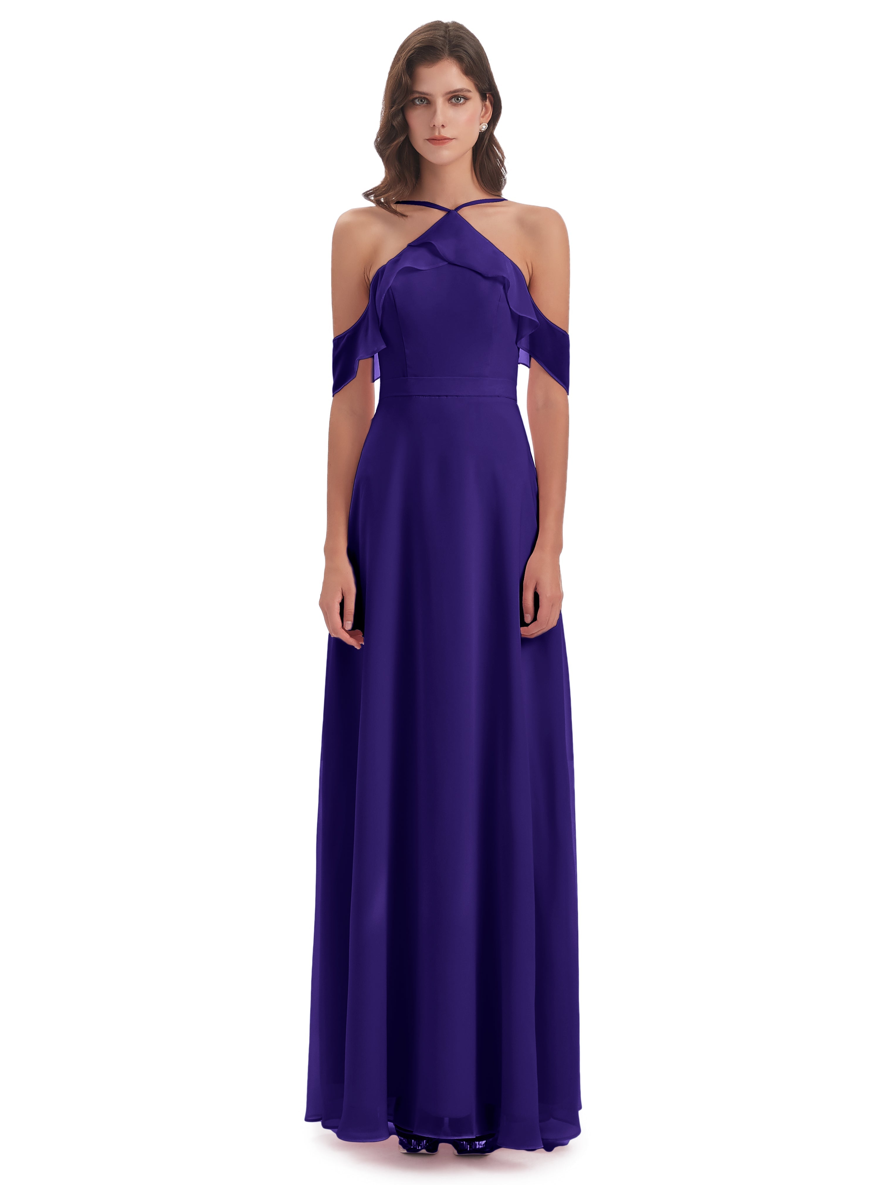 Robes De Demoiselle D'Honneur En Régence Fourreau/Colonne Hors-La-Épaule Mousseline Robes Demoiselle D'Honneur