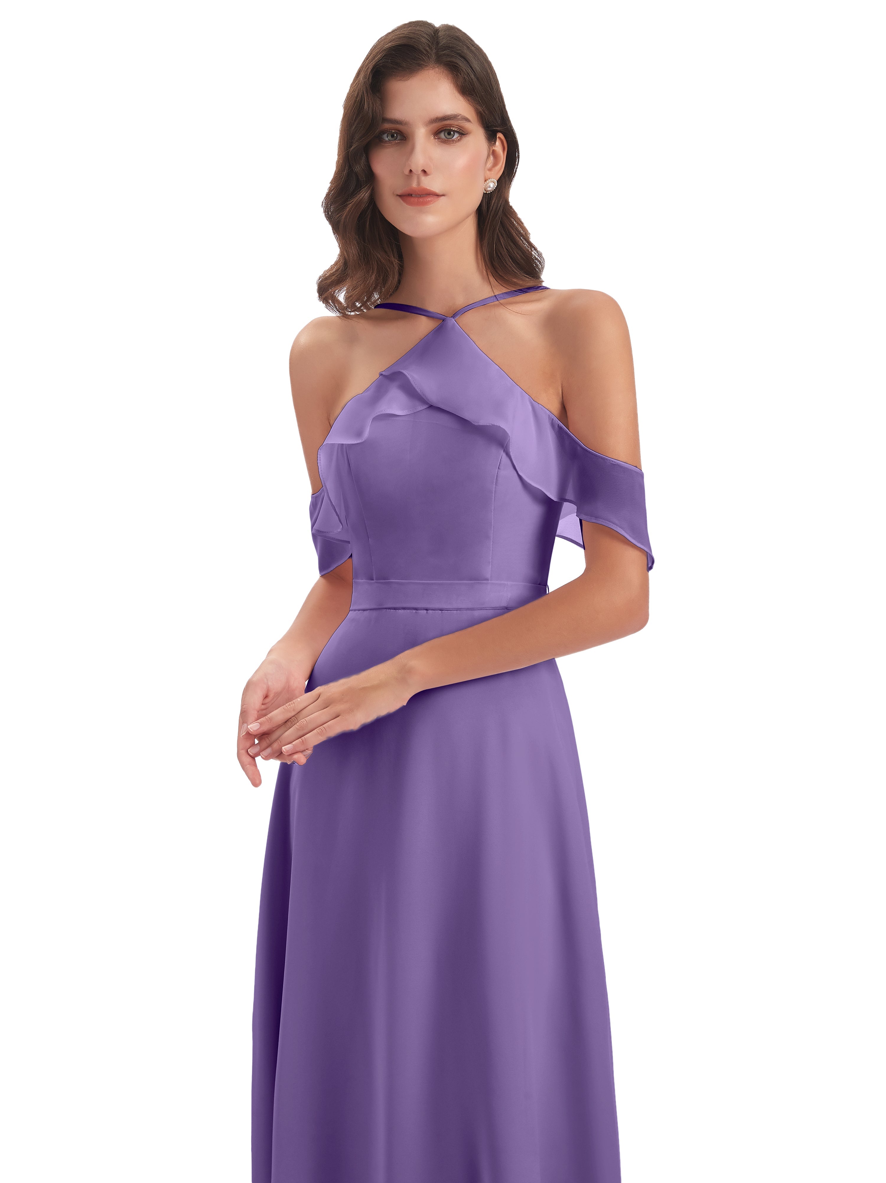 Robes De Demoiselle D'Honneur Tahiti Fourreau/Colonne Hors-La-Épaule Mousseline Robes Demoiselle D'Honneur