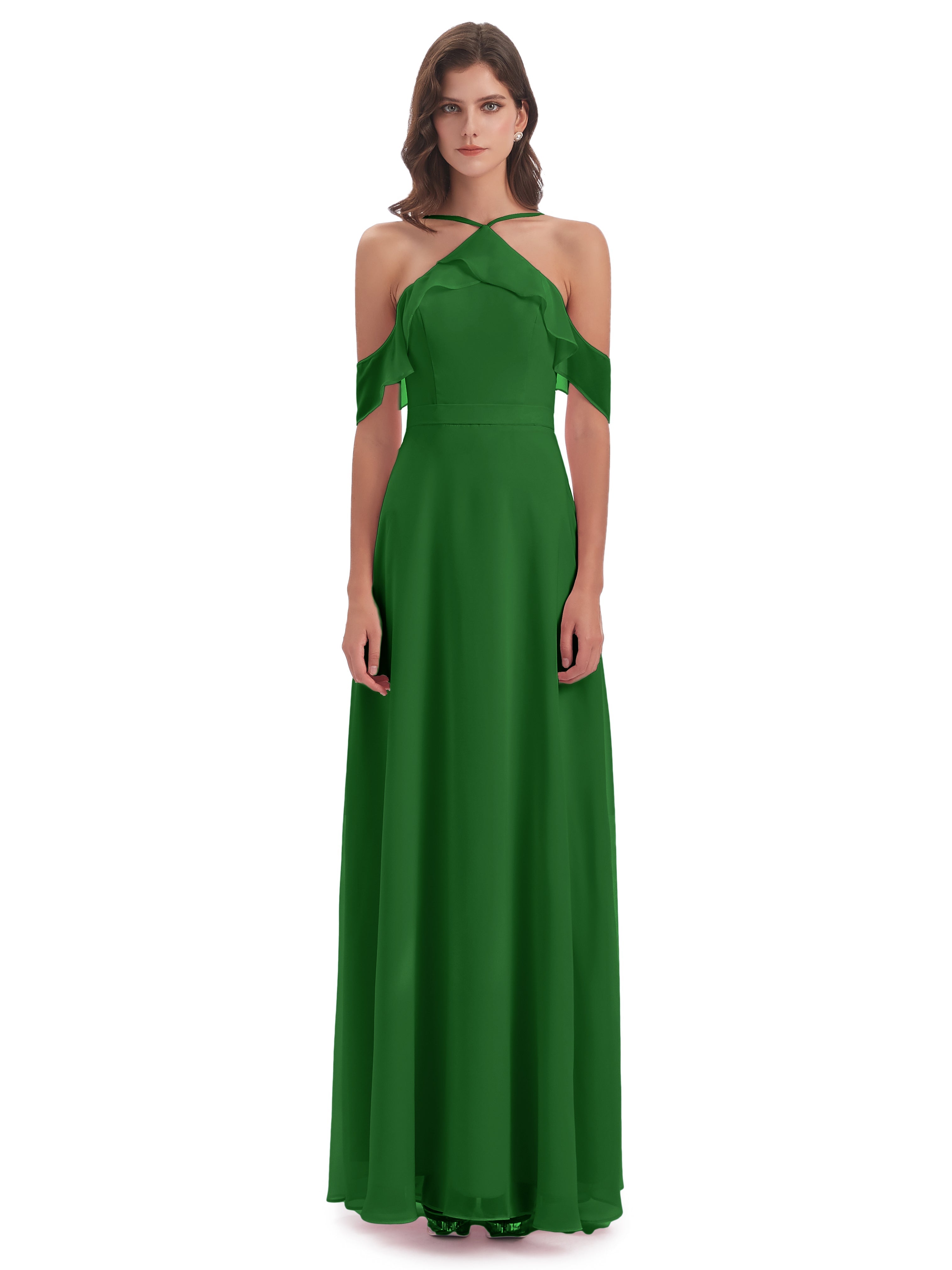 Robe Demoiselle D Honneur Verte Fourreau/Colonne Hors-La-Épaule Mousseline Robes Demoiselle D'Honneur