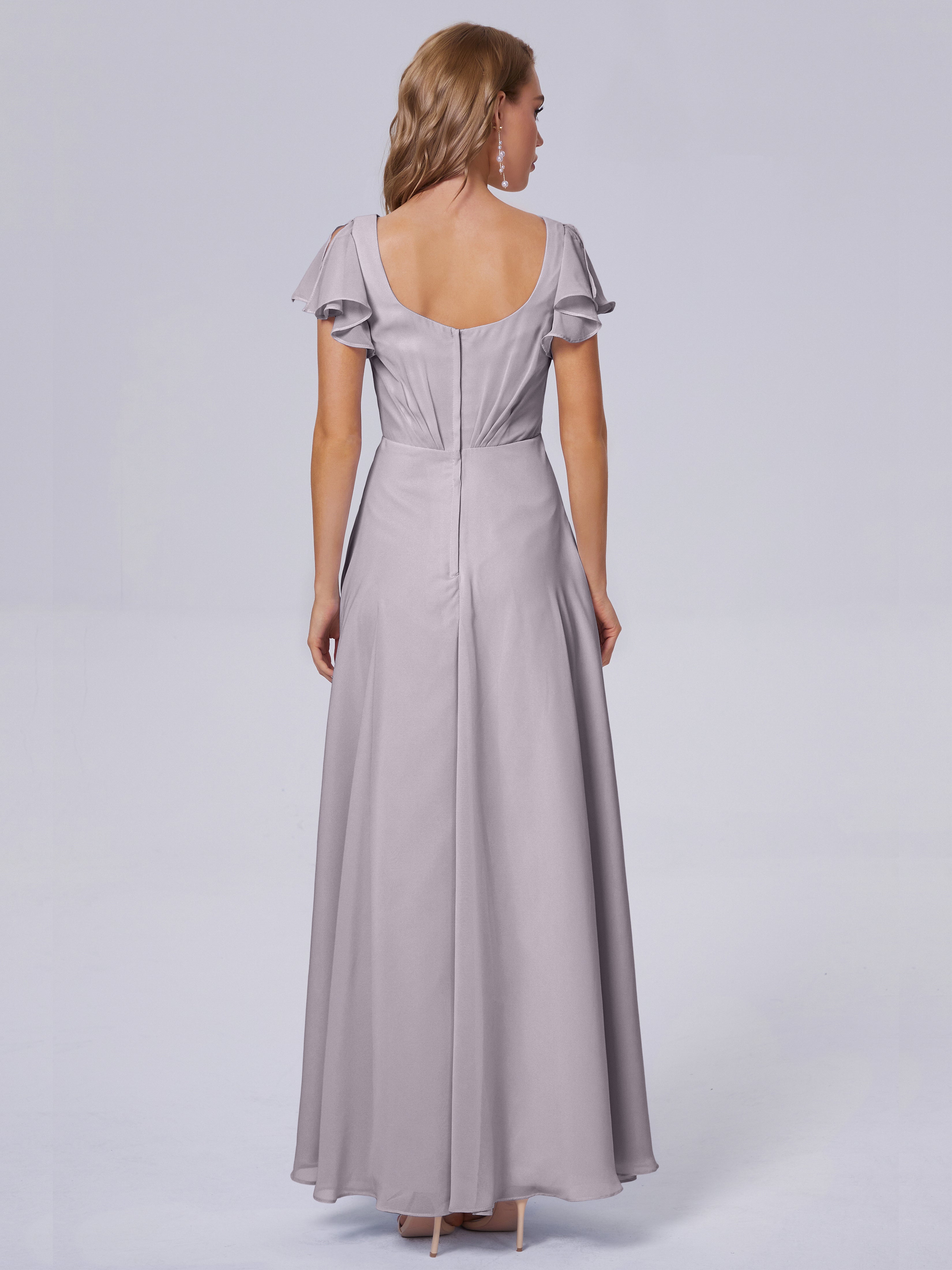 Robes De Demoiselle D'Honneur Crépuscule Col V Mousseline Robes Demoiselle D'Honneur