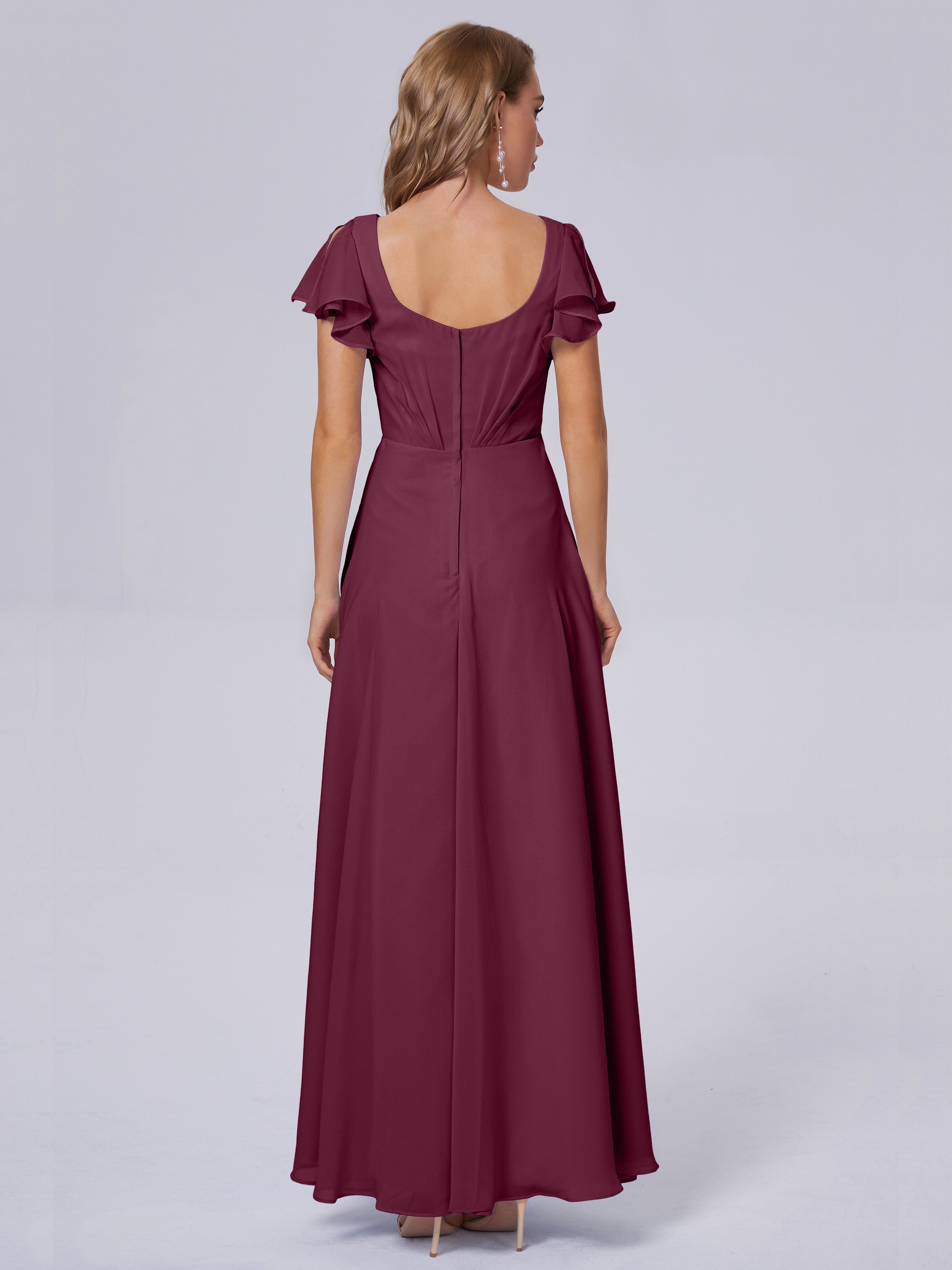Robes De Demoiselle D'Honneur Mure Col V Mousseline Robes Demoiselle D'Honneur