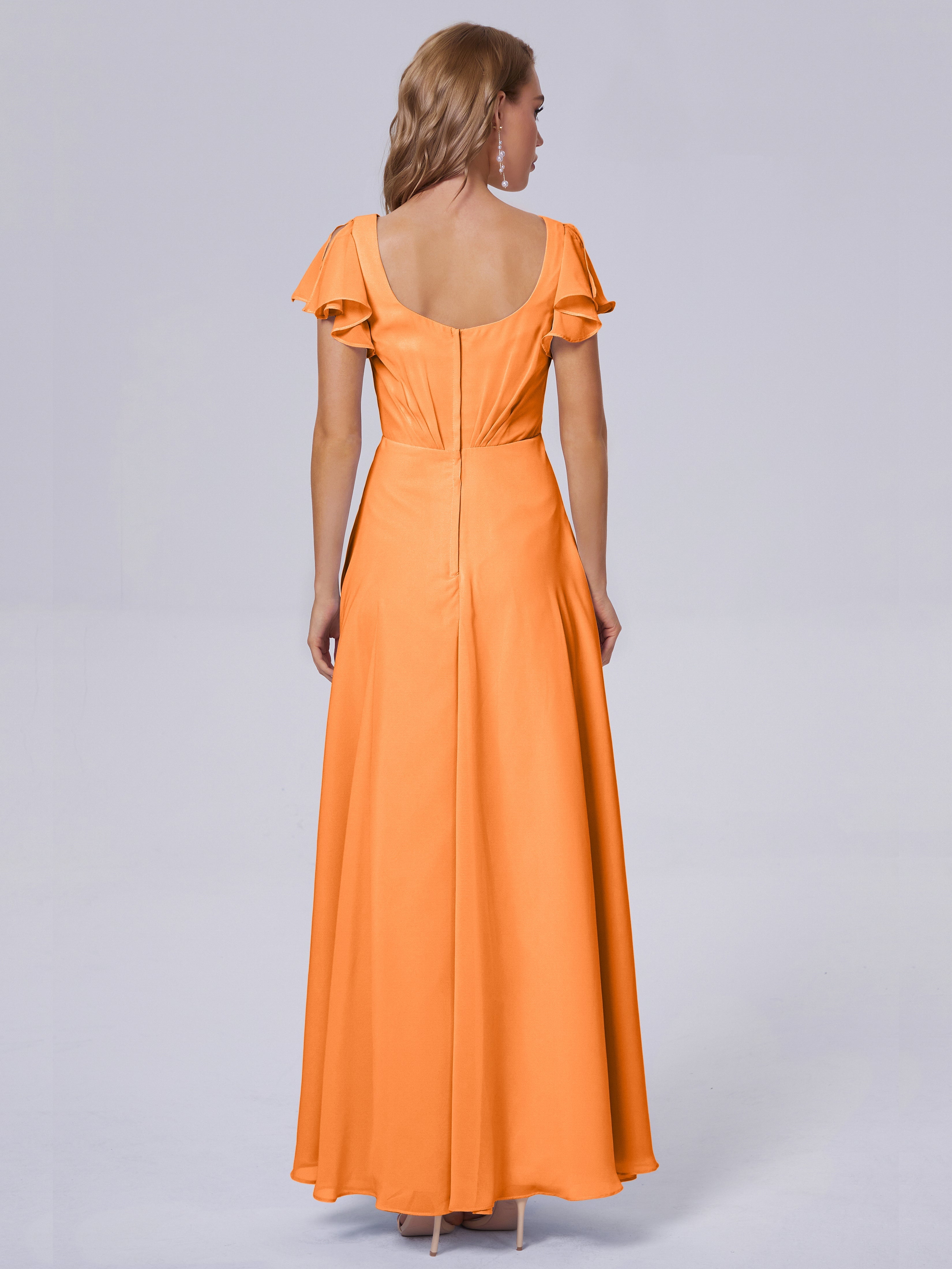 Robe Mousseline Orange Col V Mousseline Robes Demoiselle D'Honneur