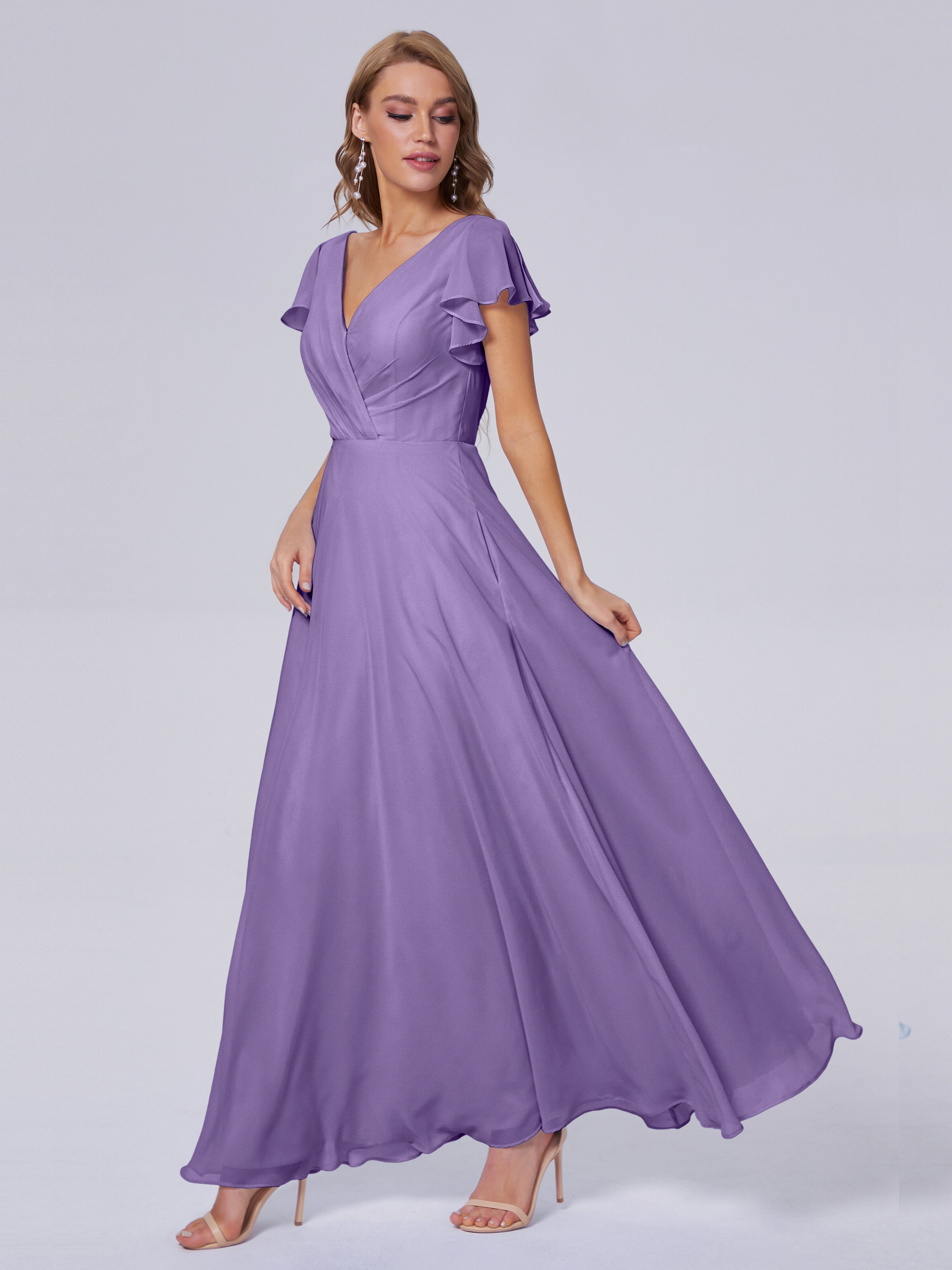 Robes De Demoiselle D'Honneur Tahiti Col V Mousseline Robes Demoiselle D'Honneur