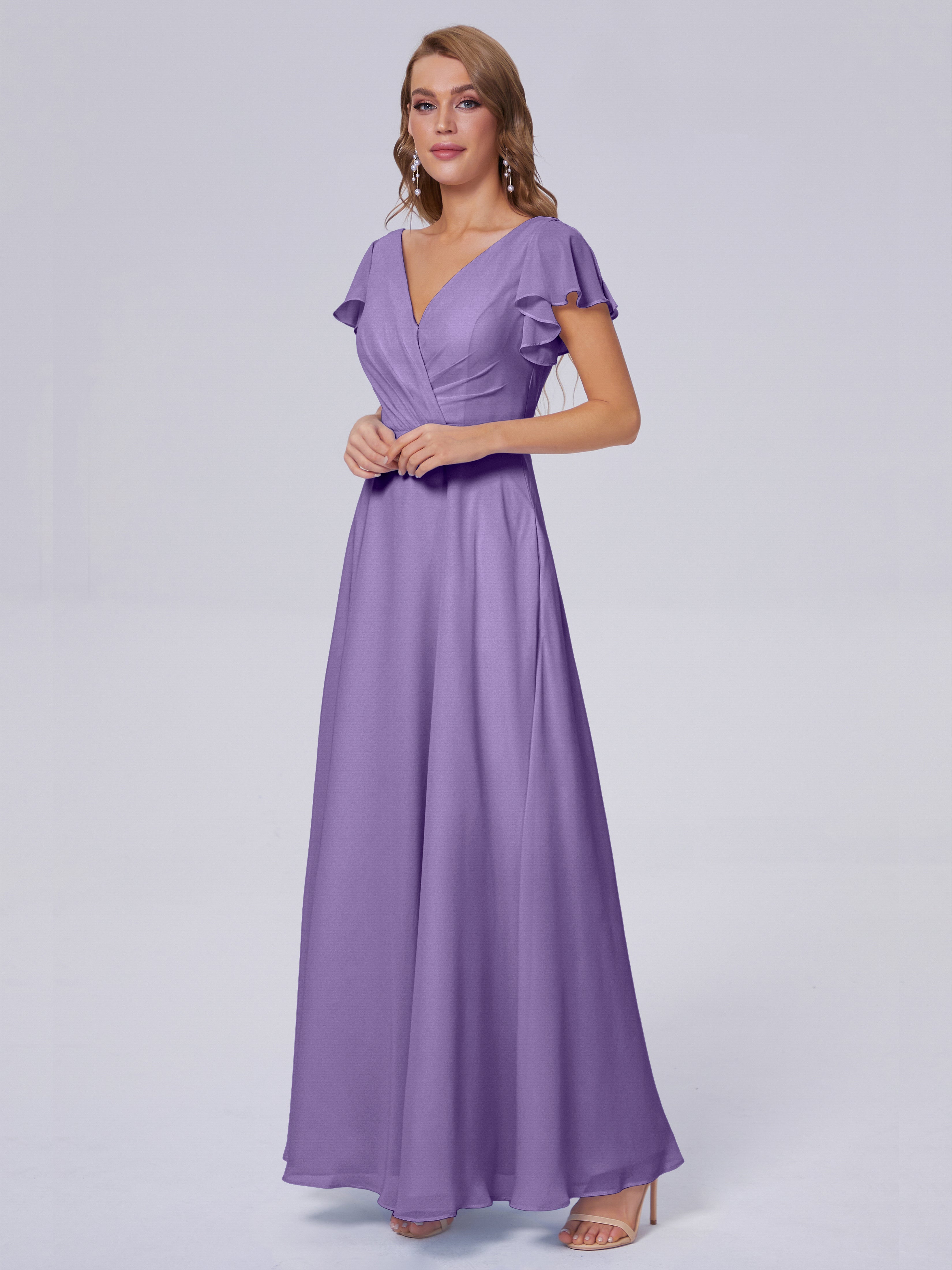 Robes De Demoiselle D'Honneur Tahiti Col V Mousseline Robes Demoiselle D'Honneur