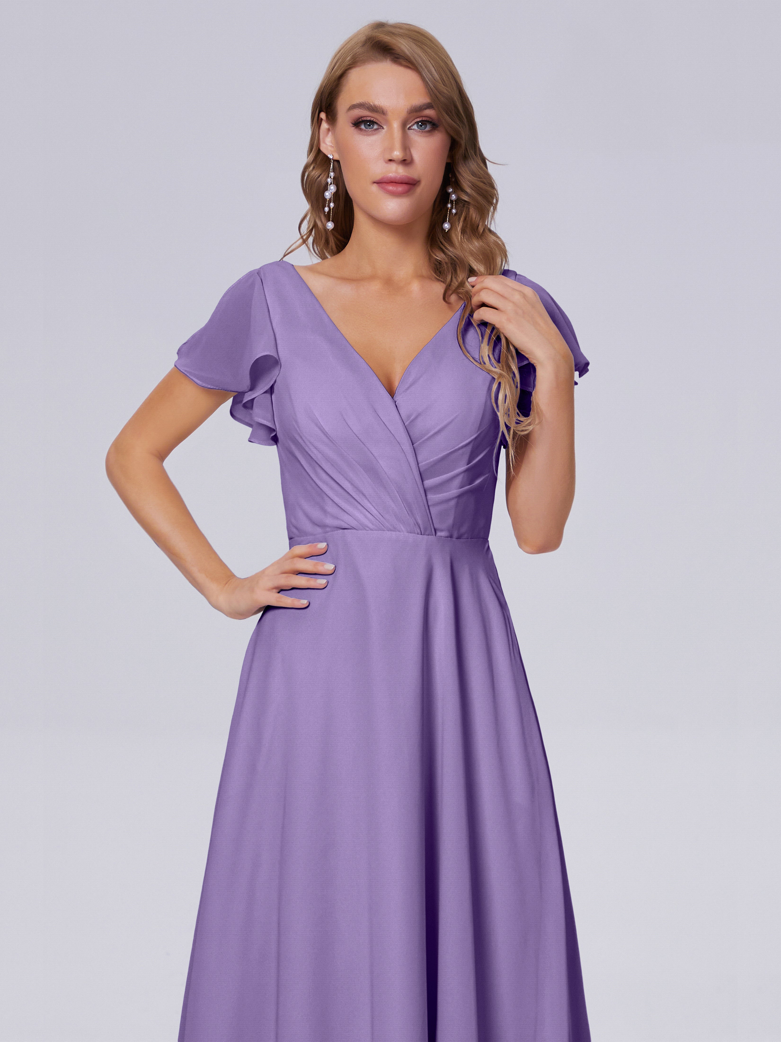 Robes De Demoiselle D'Honneur Tahiti Col V Mousseline Robes Demoiselle D'Honneur