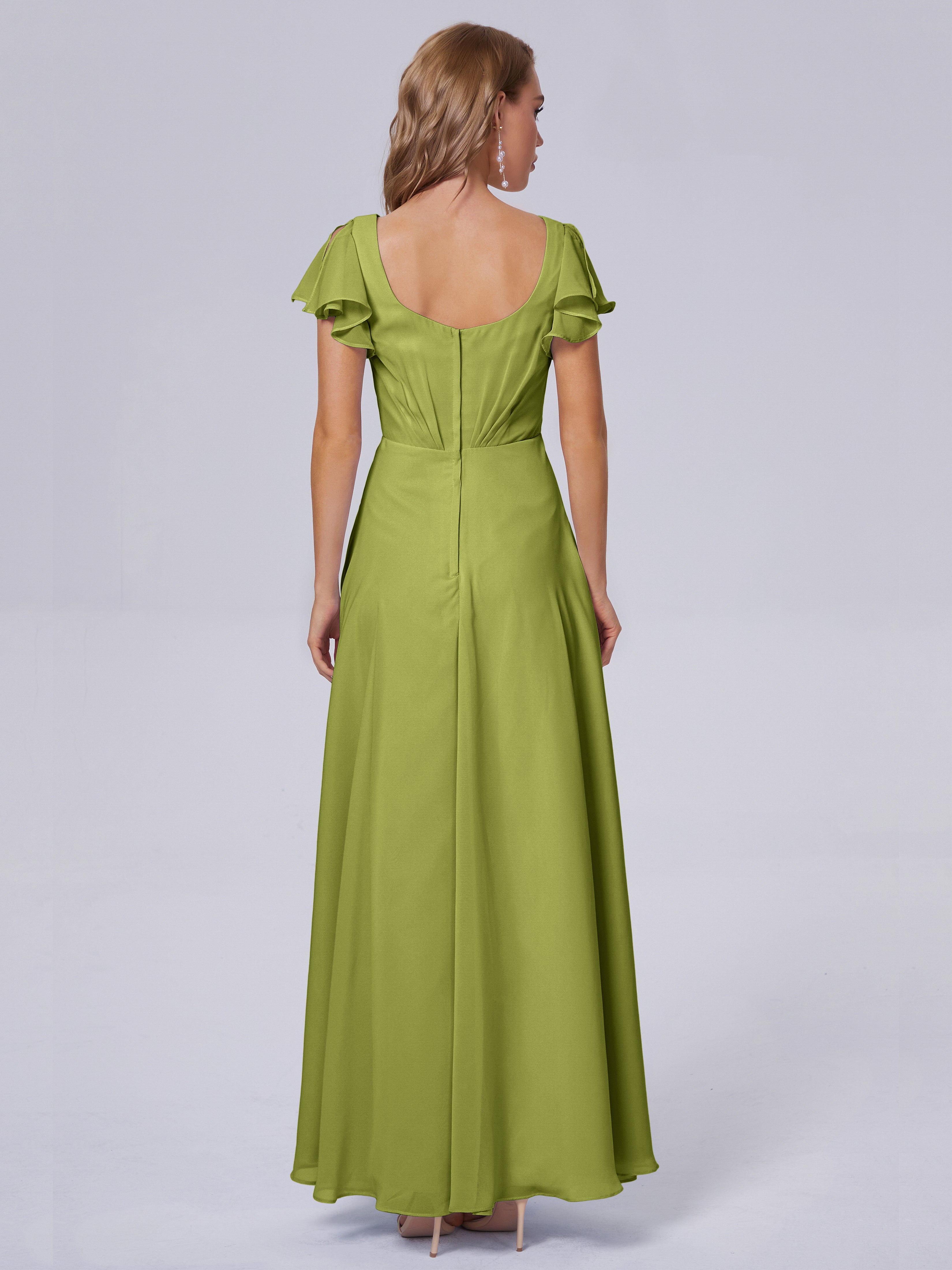 Robes De Demoiselle D'Honneur Trèfle Col V Mousseline Robes Demoiselle D'Honneur