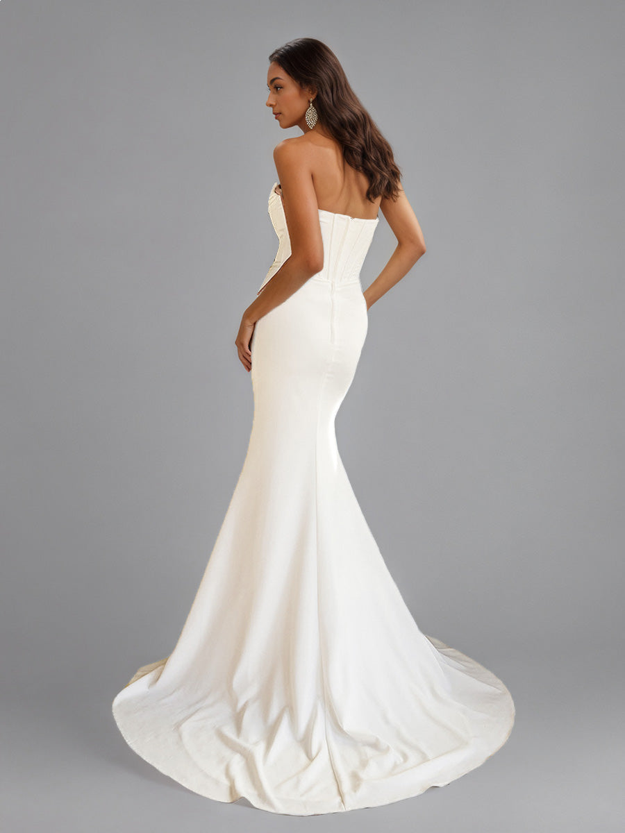 Cicinia Ivoire Robe de Mariée Trompette sans Manches Fermeture Dos à Glissière Époustouflante