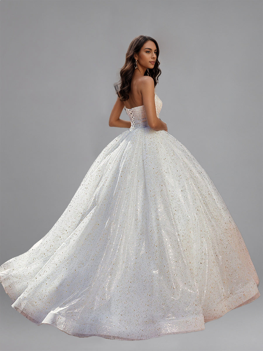 Cicinia Ivoire Robe de Mariée sans Bretelles Décolleté Cœur à Plis Époustouflante