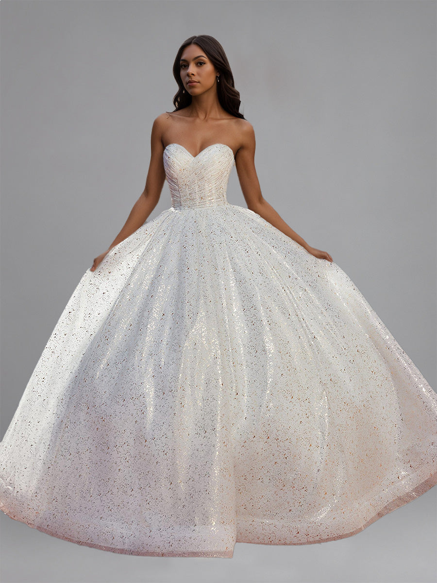 Cicinia Ivoire Robe de Mariée sans Bretelles Décolleté Cœur à Plis Époustouflante
