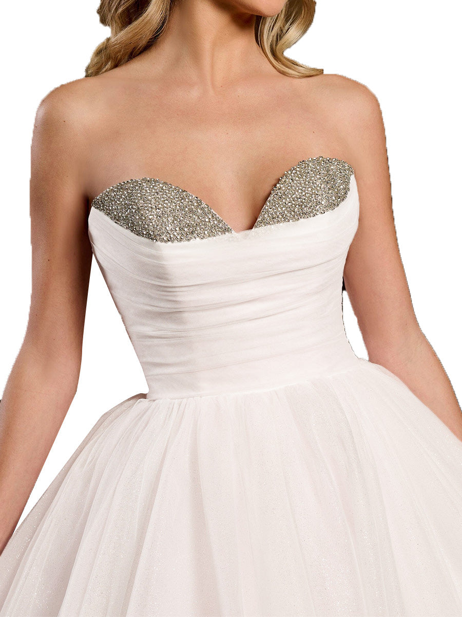 Cicinia Ivoire Robe de Mariée Princesse A-Line sans Manches Décolleté Cœur Perlé