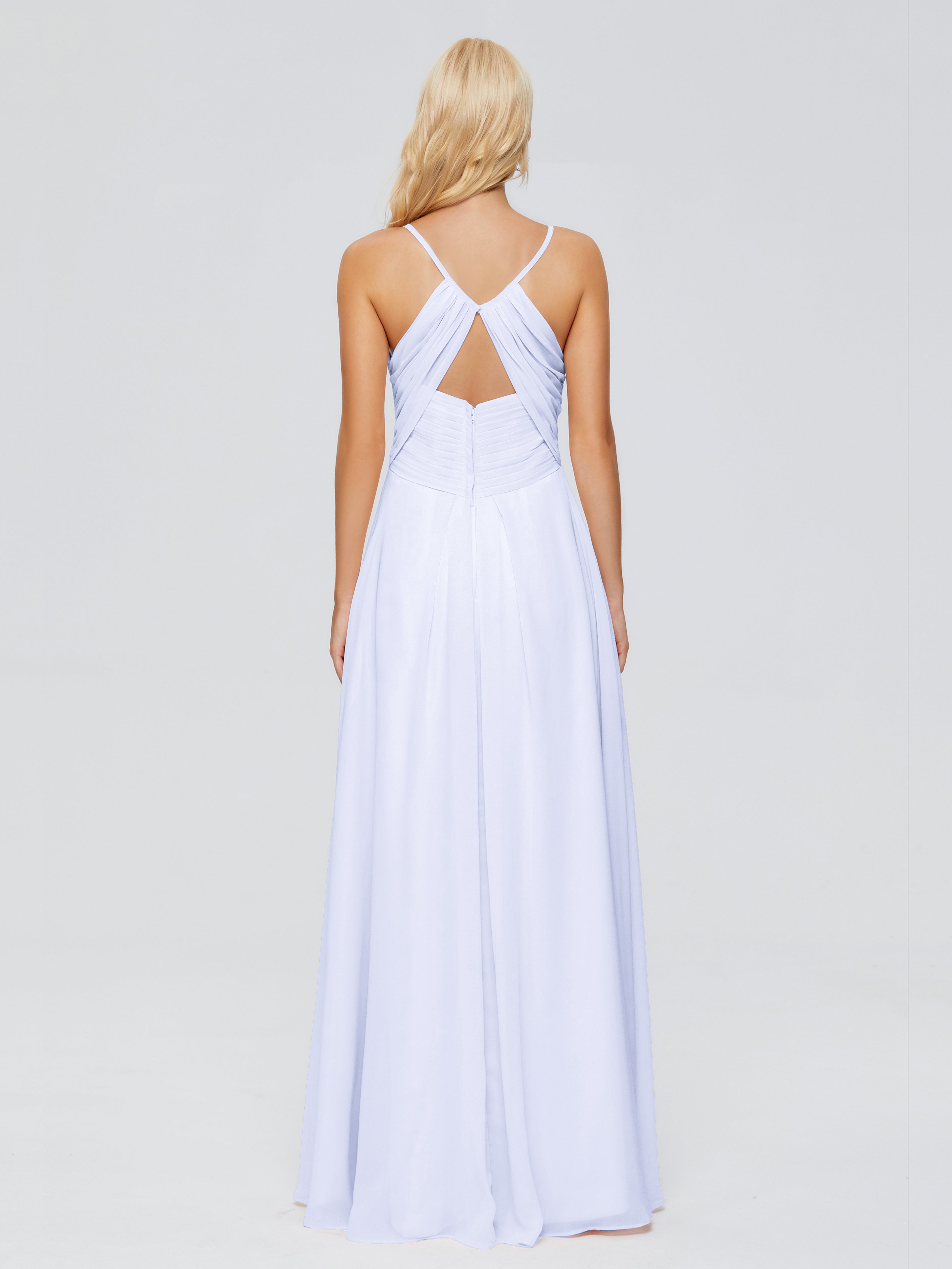 Robe Lavande Demoiselle D Honneur Trapèze Bretelles Spaghetti Mousseline Robes Demoiselle D'Honneur