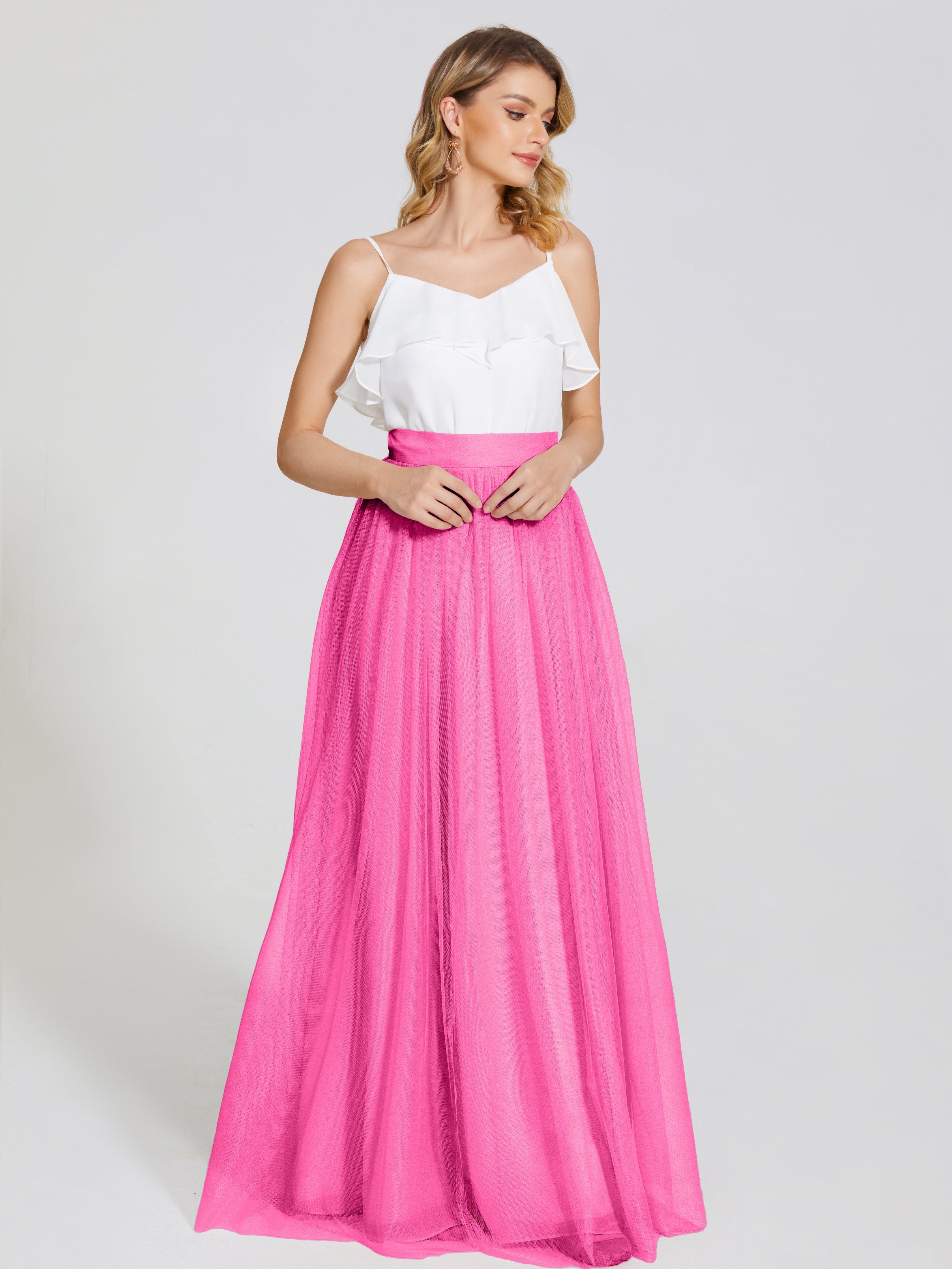 Robe Demoiselle D Honneur Azalée Deux Pièces Trapèze Longue Tulle Jupe
