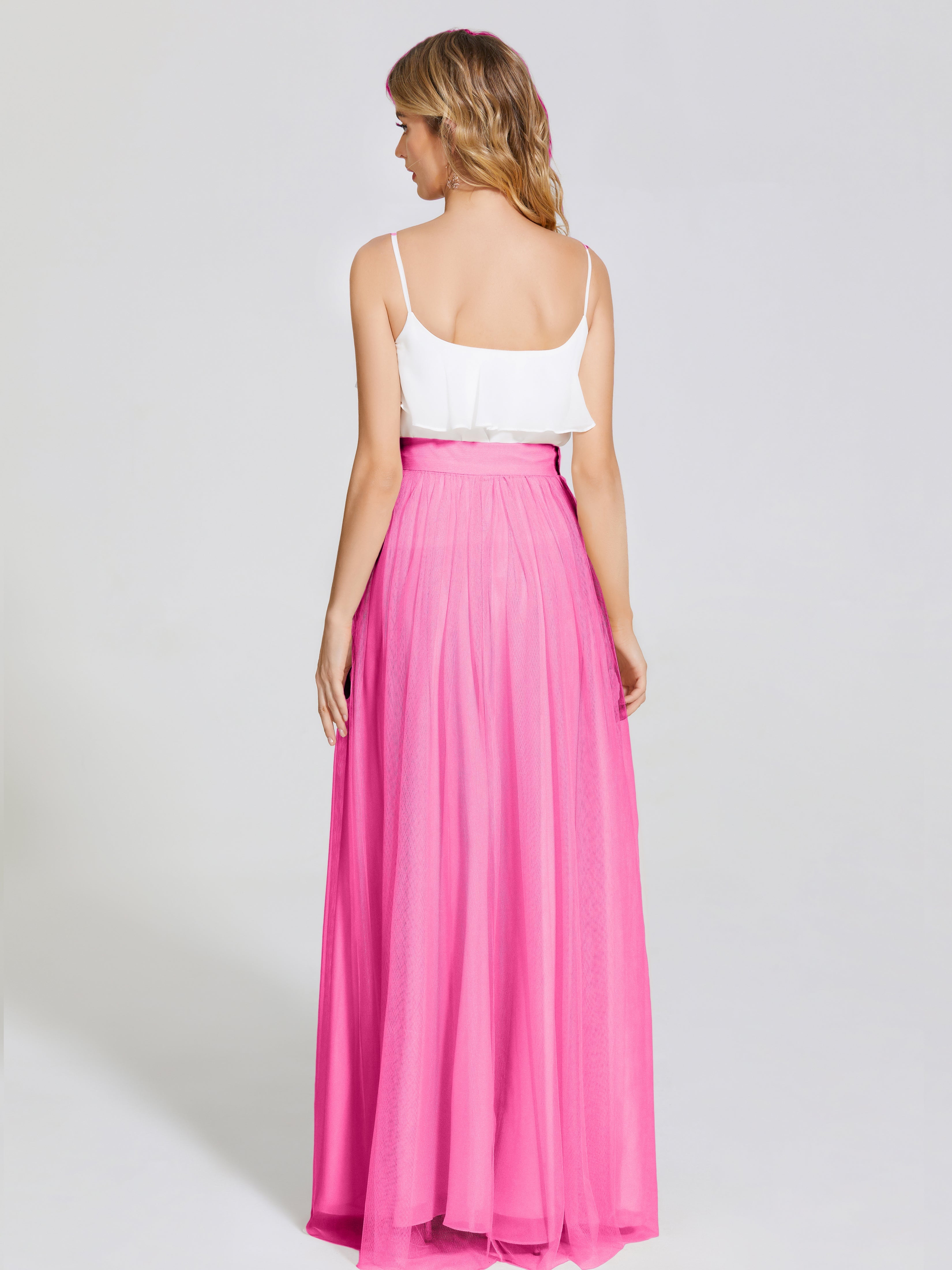 Robe Demoiselle D Honneur Azalée Deux Pièces Trapèze Longue Tulle Jupe