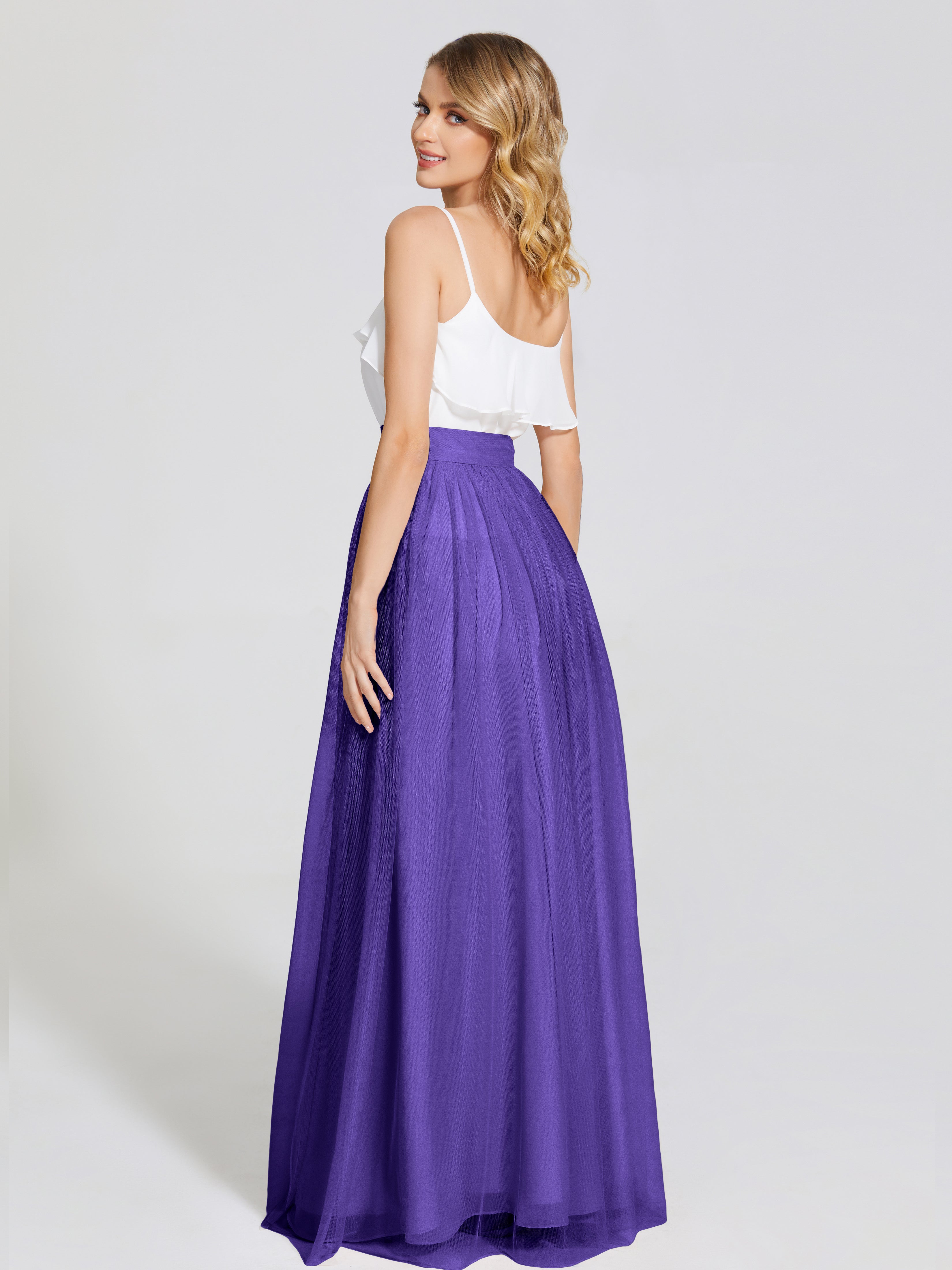Robes De Demoiselle D'Honneur En Régence Deux Pièces Trapèze Longue Tulle Jupe