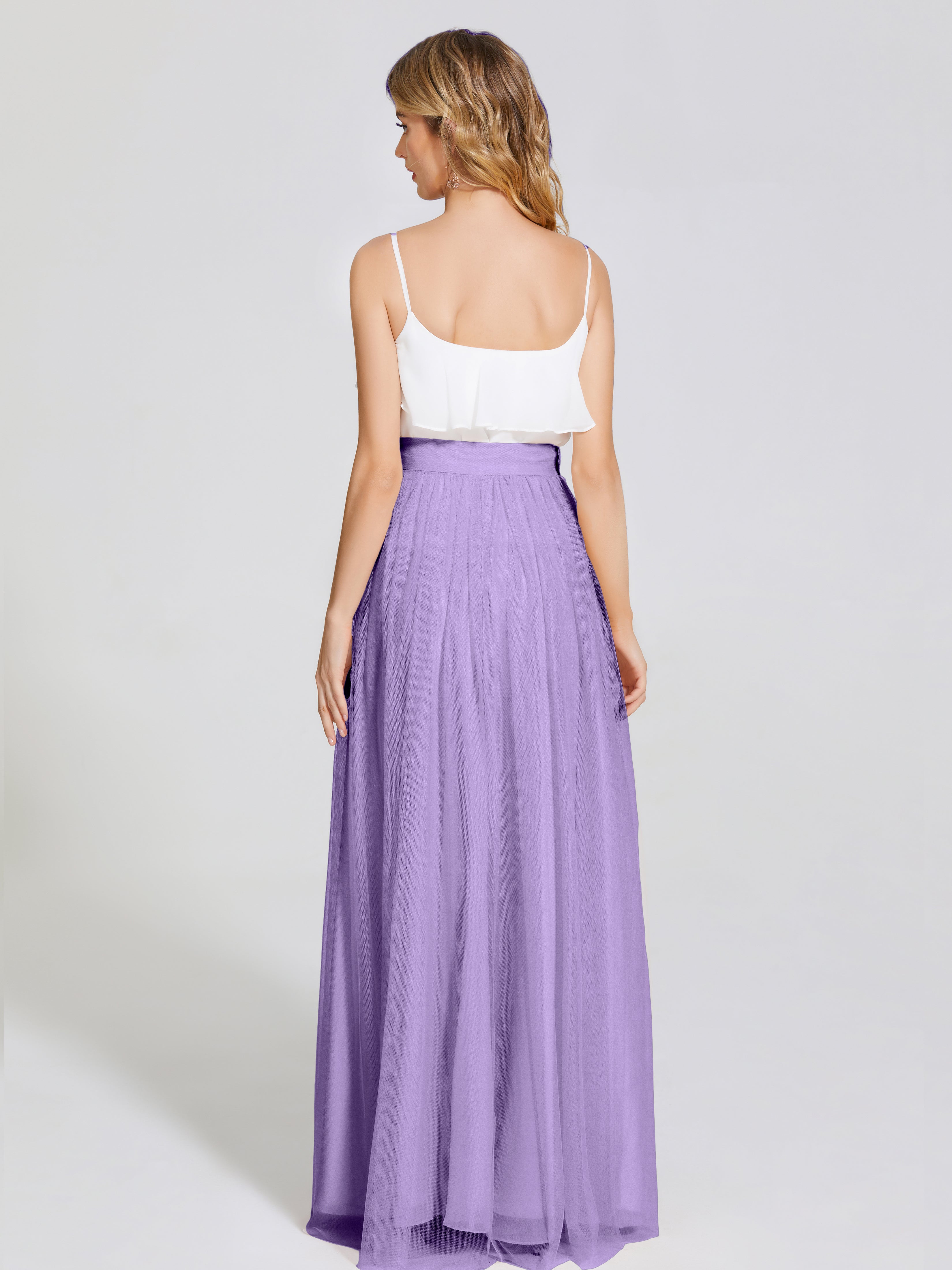 Robes De Demoiselle D'Honneur Tahiti Deux Pièces Trapèze Longue Tulle Jupe