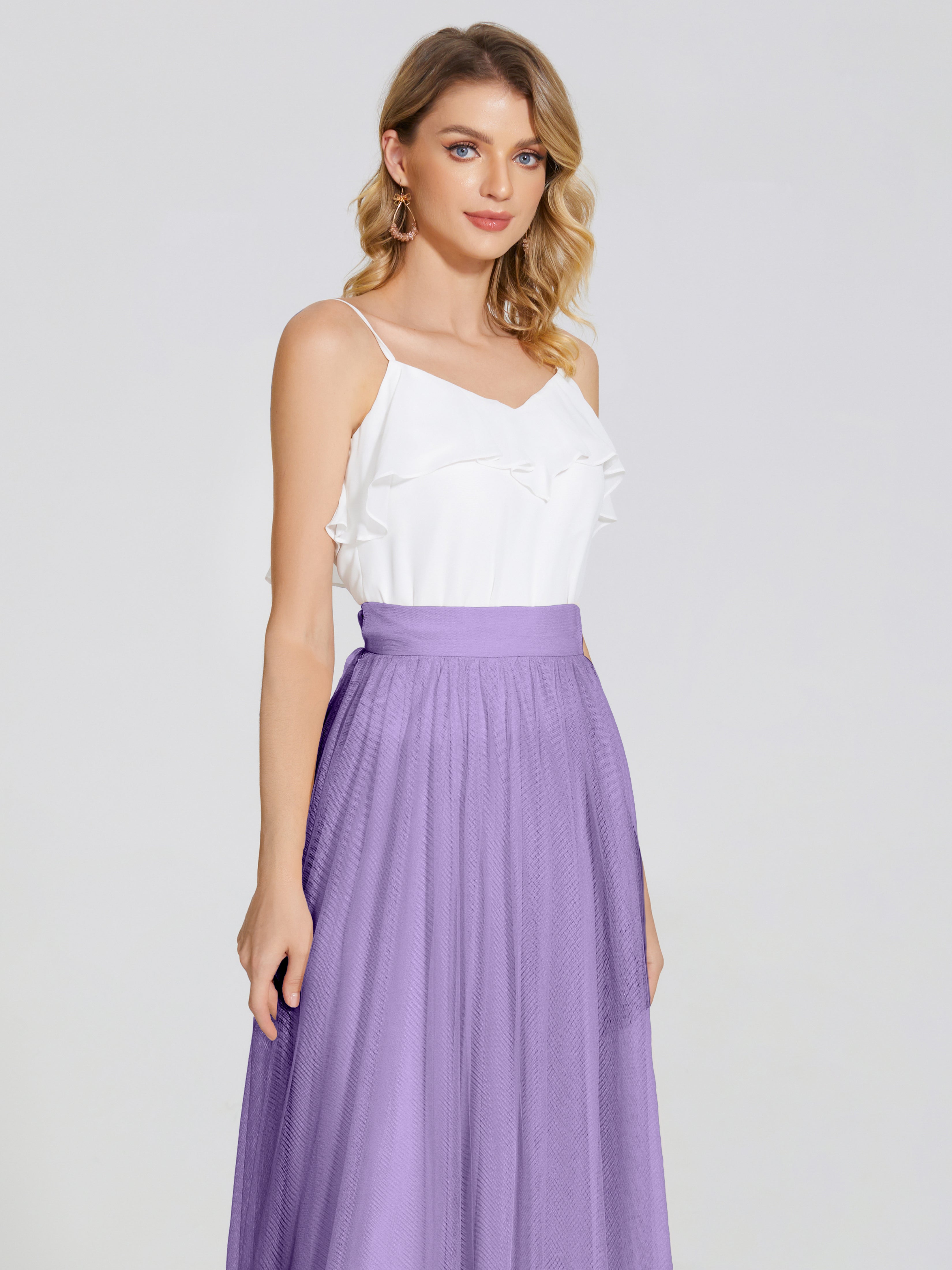 Robes De Demoiselle D'Honneur Tahiti Deux Pièces Trapèze Longue Tulle Jupe