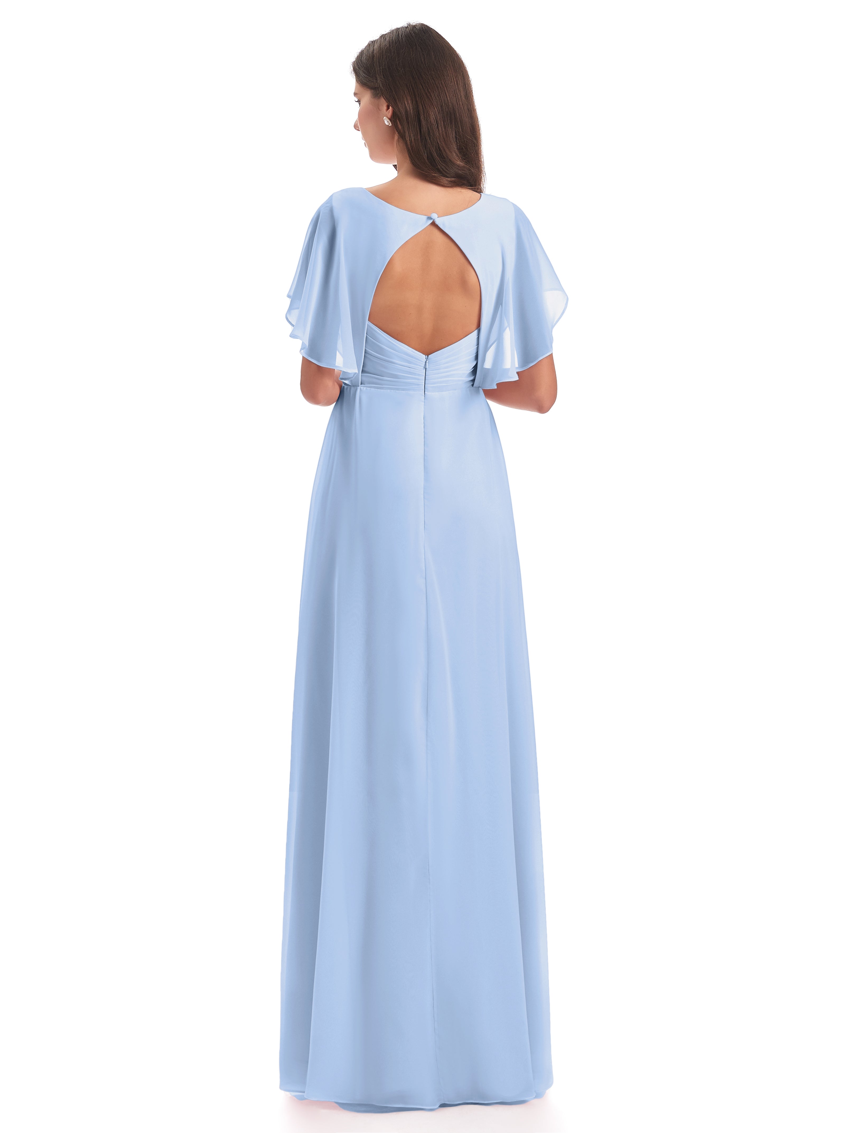 Robe De Demoiselle D Honneur Bleu Ciel Dos Ouvert Fendue Devant Robes Demoiselle D'Honneur