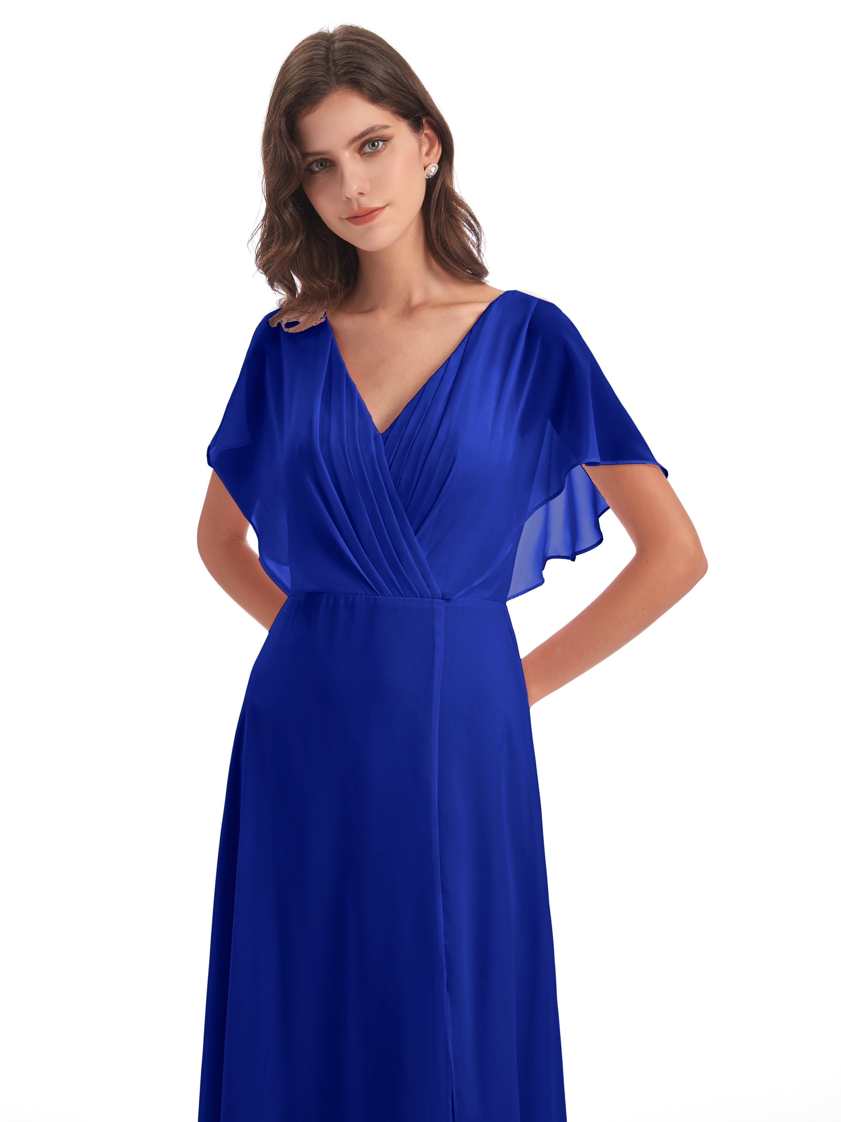 Robe Demoiselle D Honneur Bleu Royal Dos Ouvert Fendue Devant Robes Demoiselle D'Honneur