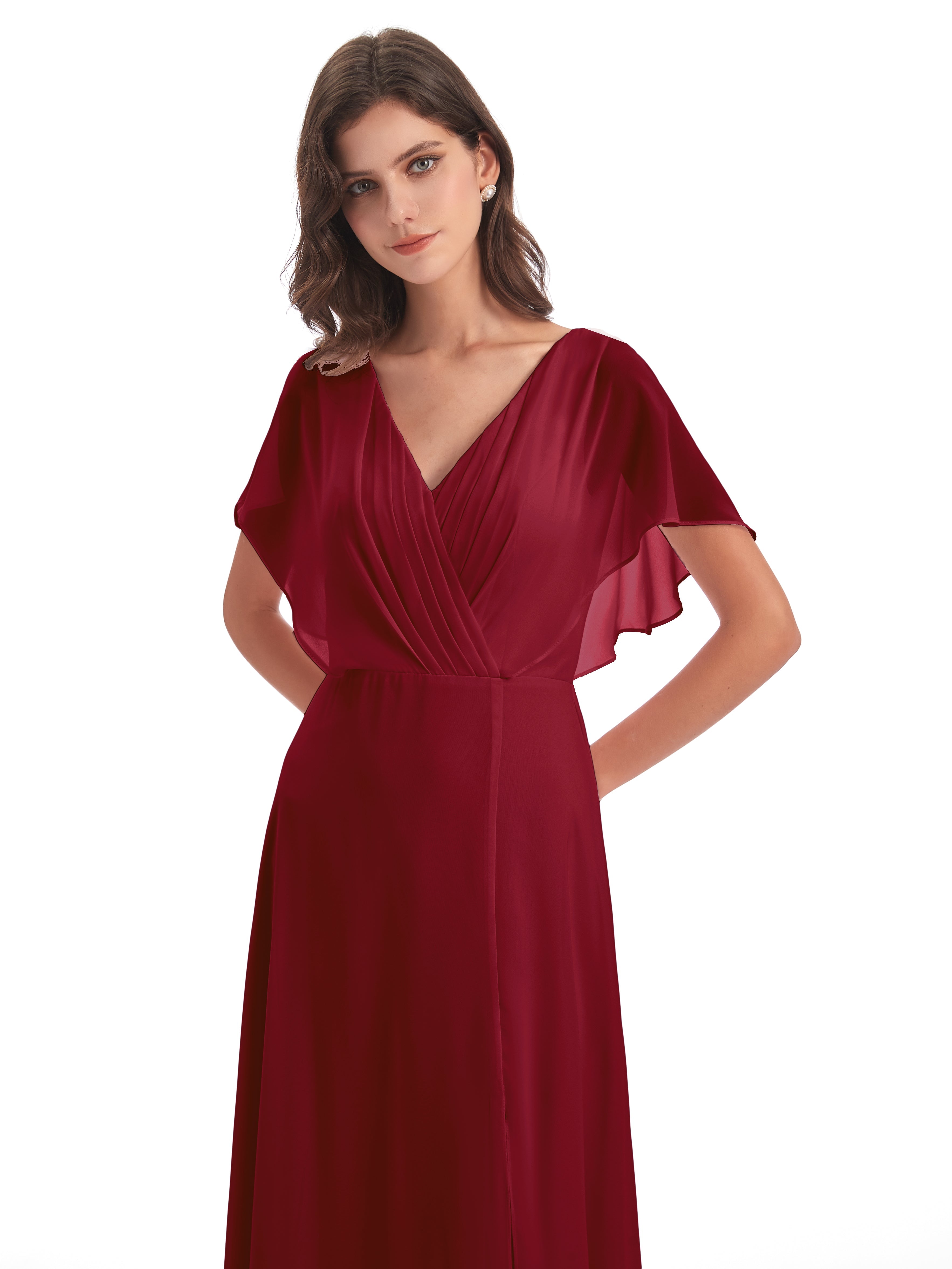 Robes De Demoiselle D'Honneur Bordeaux Dos Ouvert Fendue Devant Robes Demoiselle D'Honneur