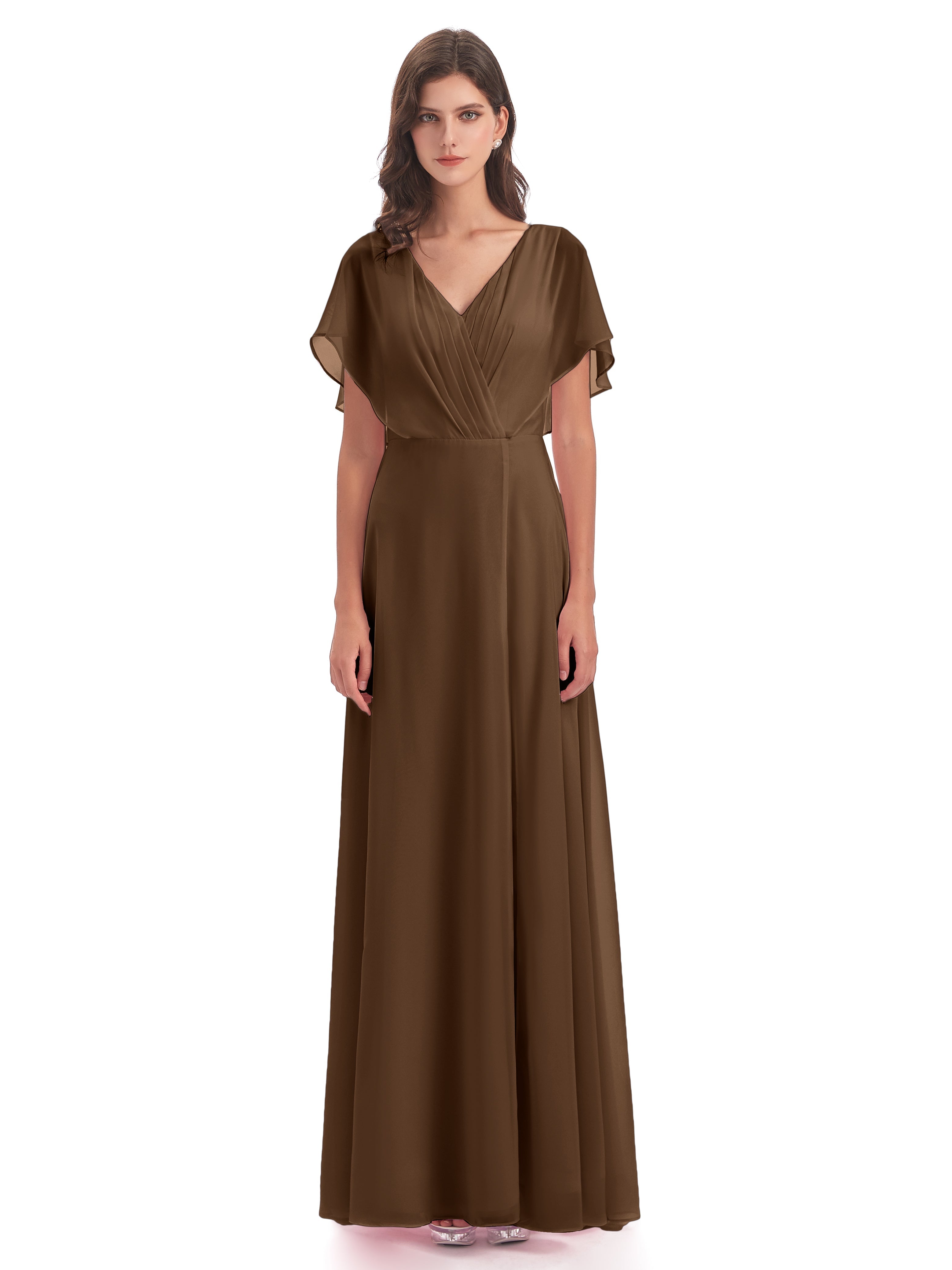 Robes De Demoiselle D'Honneur Brun Dos Ouvert Fendue Devant Robes Demoiselle D'Honneur