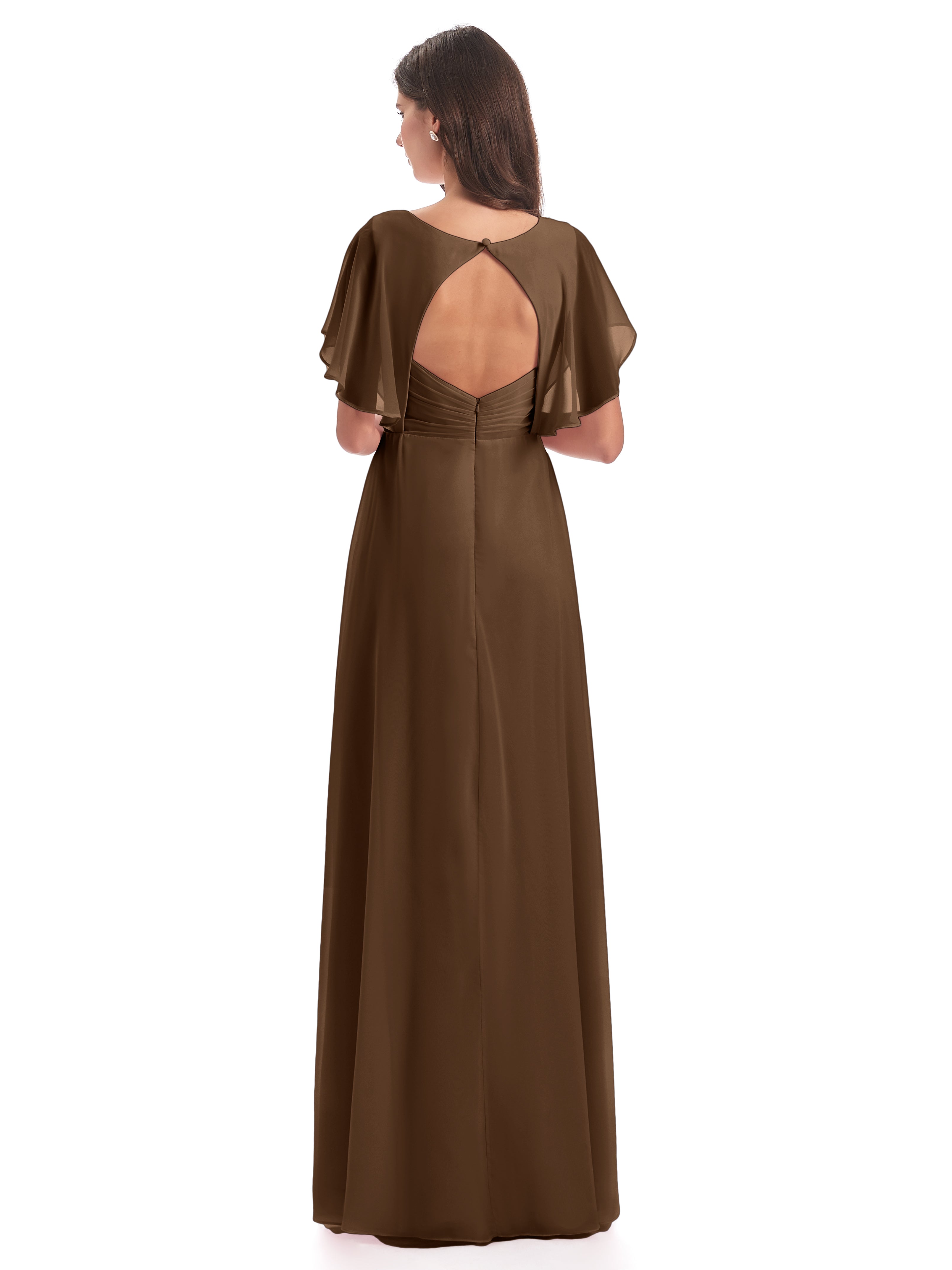 Robes De Demoiselle D'Honneur Brun Dos Ouvert Fendue Devant Robes Demoiselle D'Honneur