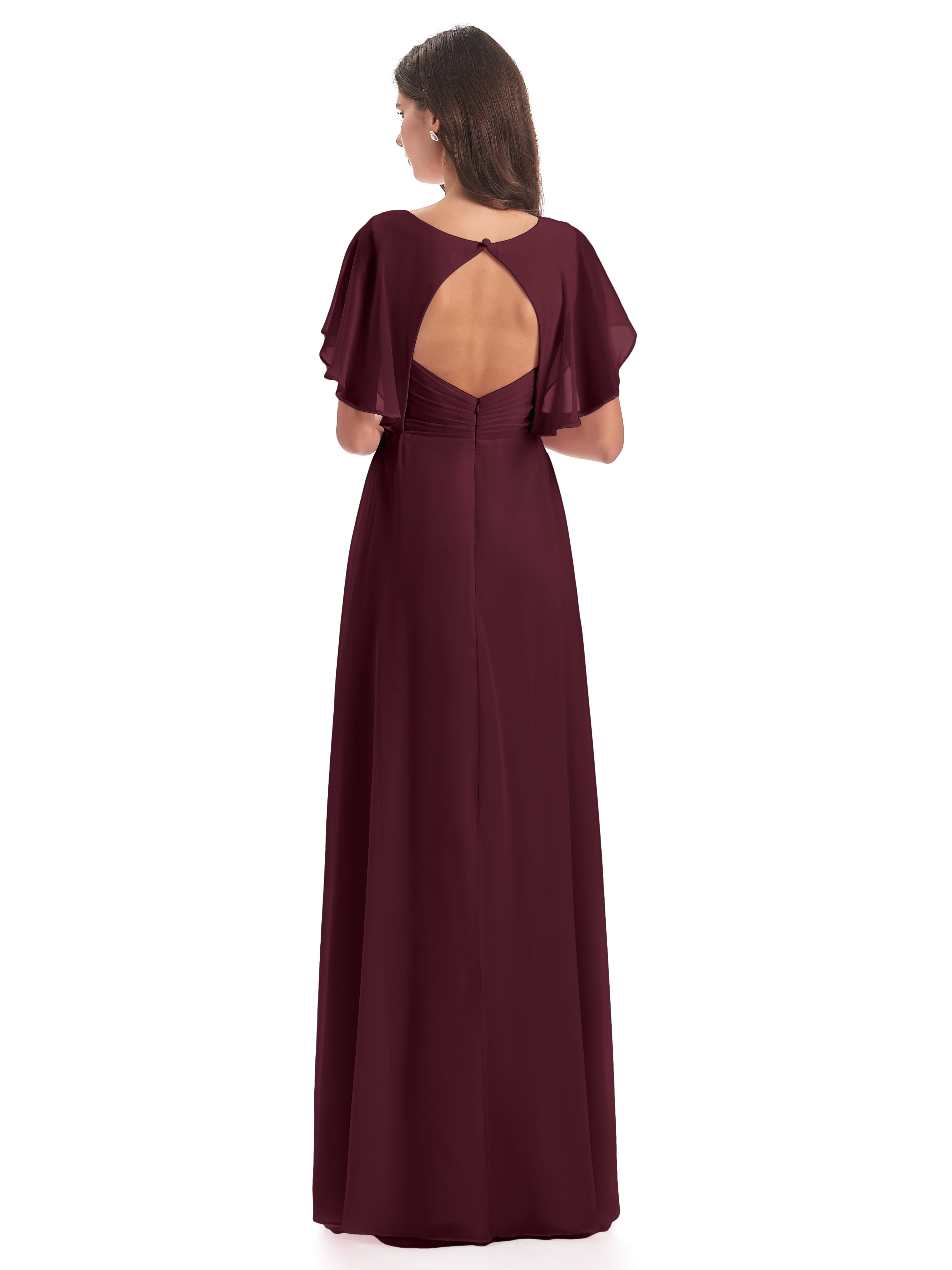Robes De Demoiselle D'Honneur Cabernet Dos Ouvert Fendue Devant Robes Demoiselle D'Honneur