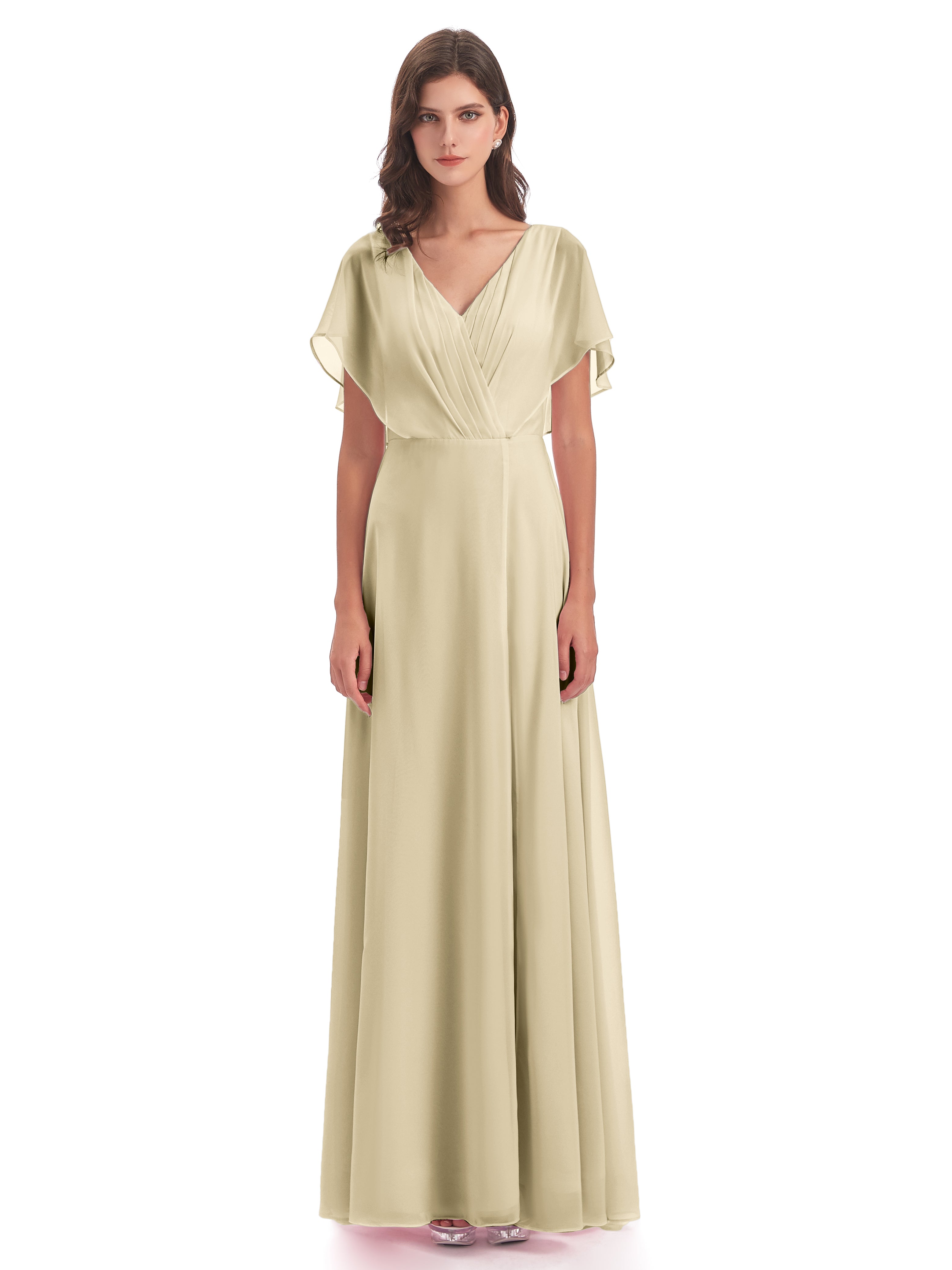 Robe Demoiselle D Honneur Champagne Dos Ouvert Fendue Devant Robes Demoiselle D'Honneur