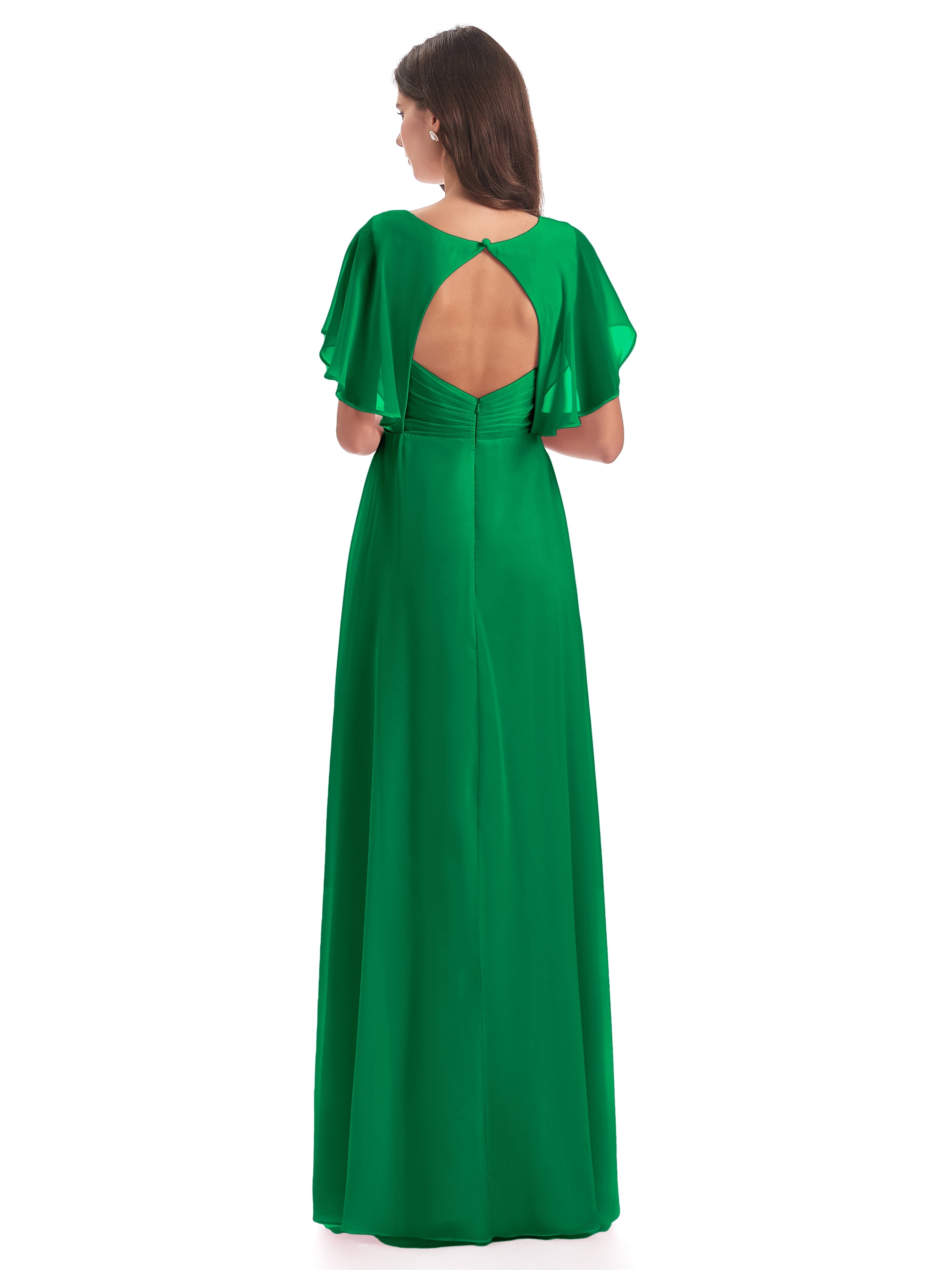 Demoiselle D'Honneur Vert Émeraude Dos Ouvert Fendue Devant Robes Demoiselle D'Honneur