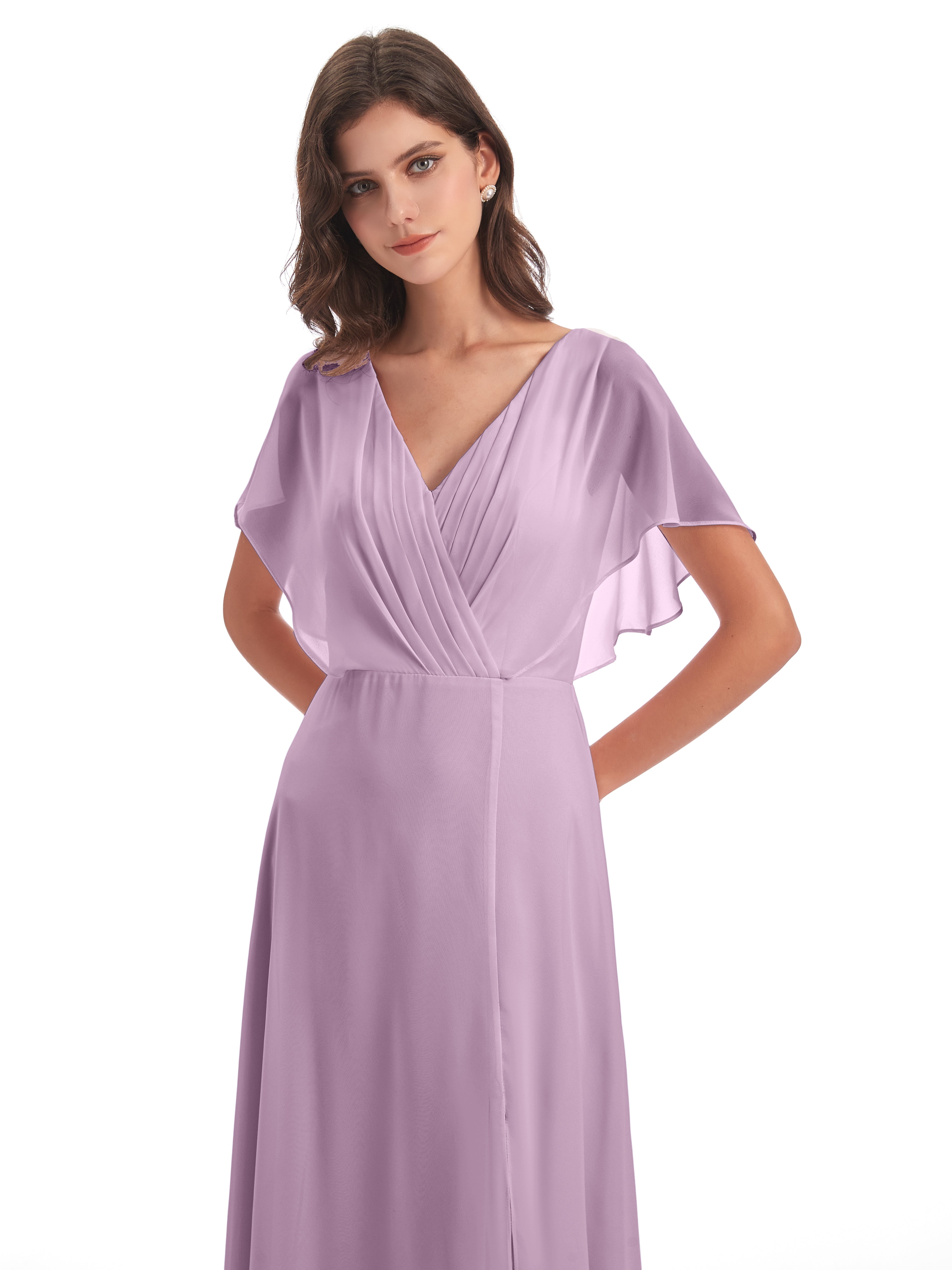 Robes De Demoiselle D'Honneur Glycine Dos Ouvert Fendue Devant Robes Demoiselle D'Honneur