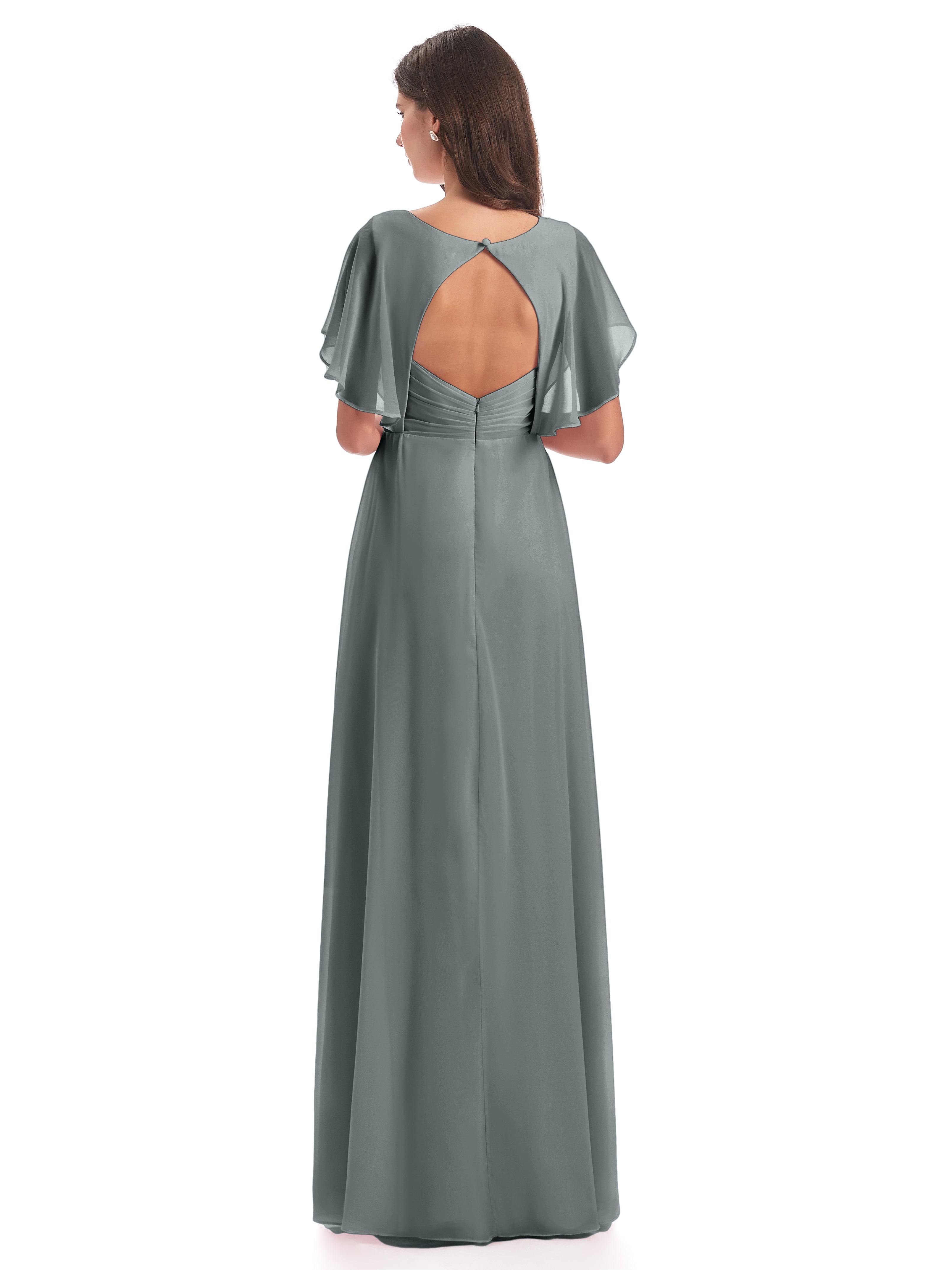 Robe Demoiselle D Honneur Gris Dos Ouvert Fendue Devant Robes Demoiselle D'Honneur