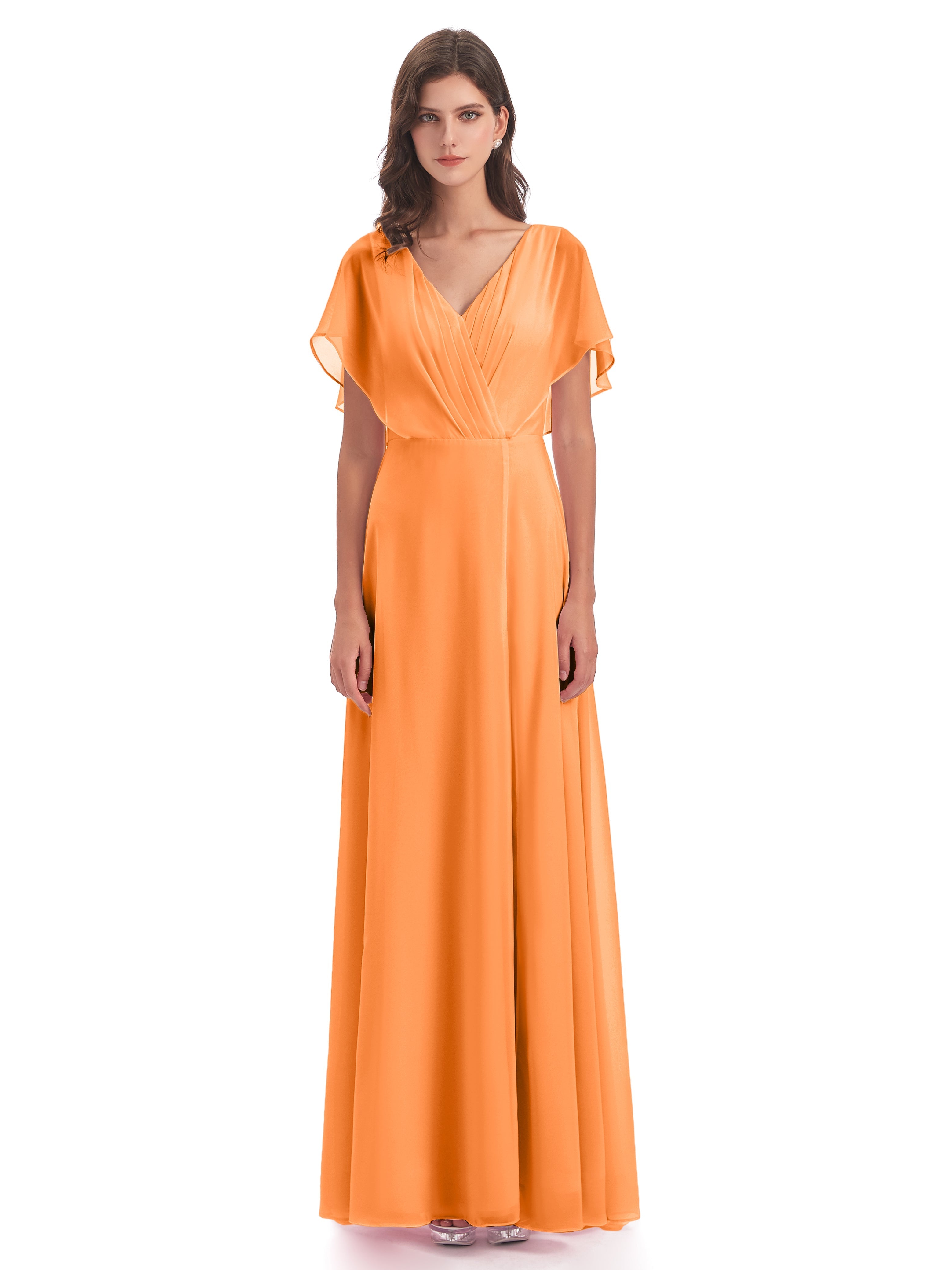 Robe De Demoiselle D Honneur Orange Dos Ouvert Fendue Devant Robes Demoiselle D'Honneur