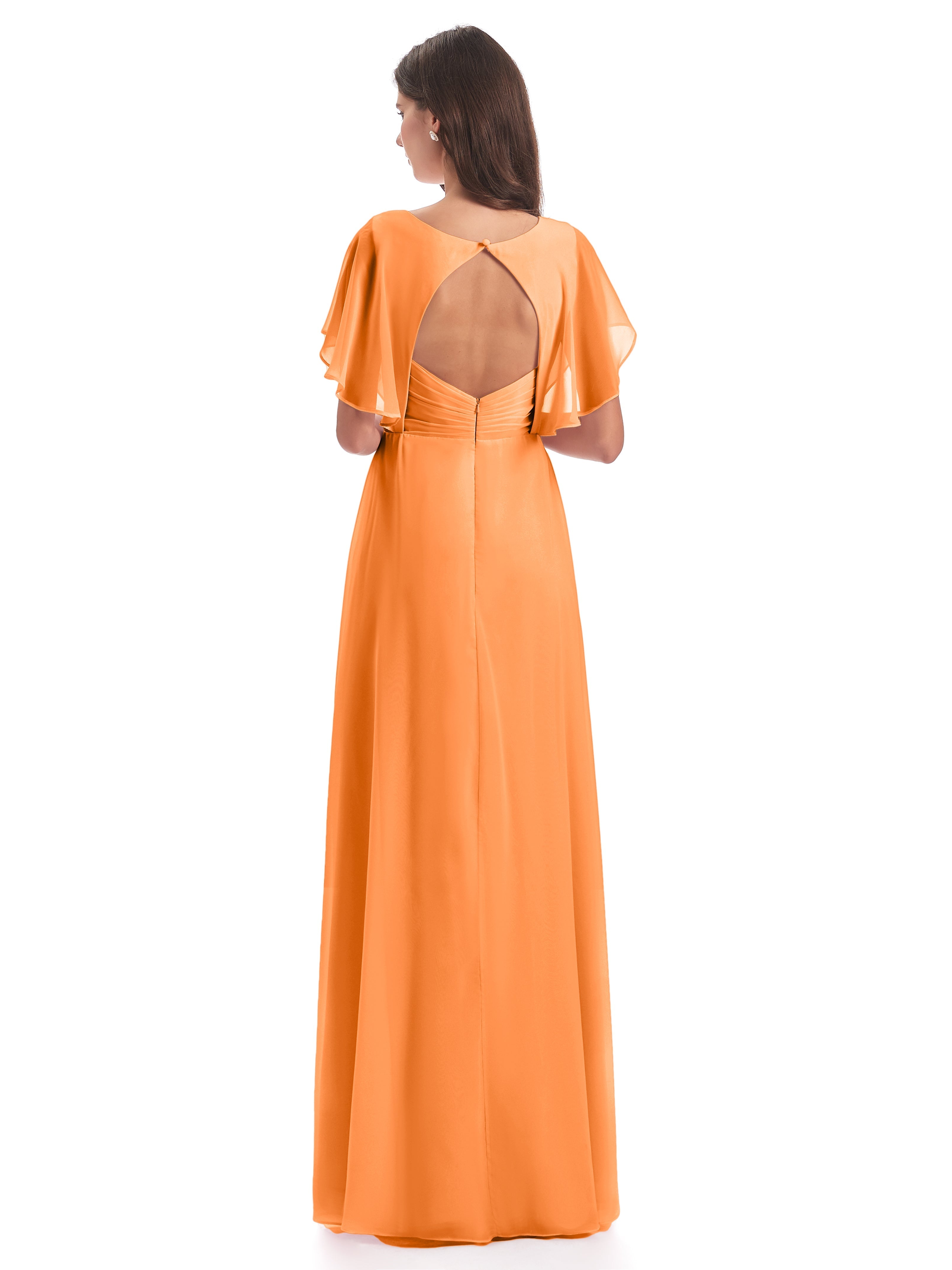 Robe De Demoiselle D Honneur Orange Dos Ouvert Fendue Devant Robes Demoiselle D'Honneur
