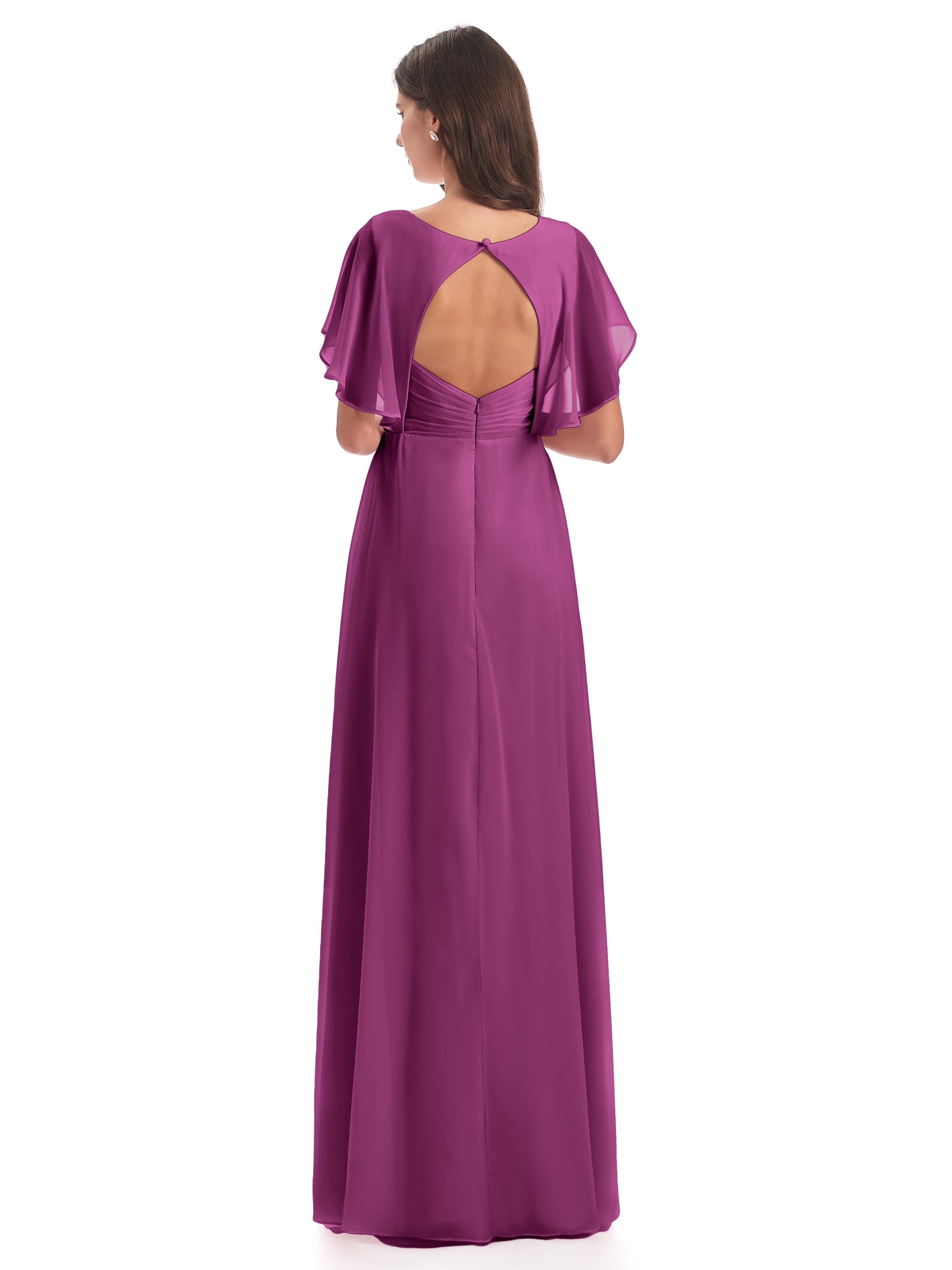 Robes De Demoiselle D'Honneur Orchidée Dos Ouvert Fendue Devant Robes Demoiselle D'Honneur