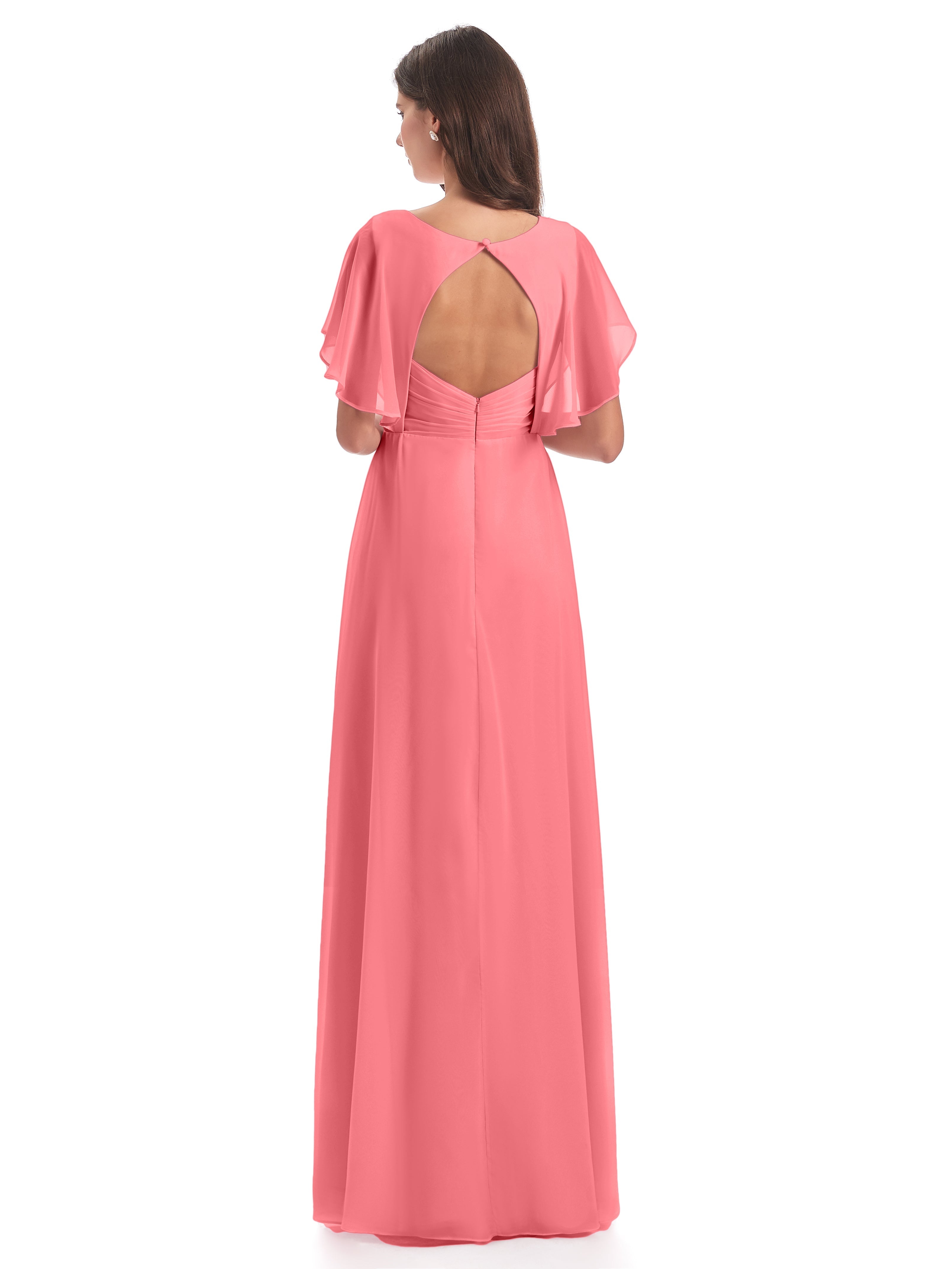 Robes De Demoiselle D'Honneur Pastèque Dos Ouvert Fendue Devant Robes Demoiselle D'Honneur