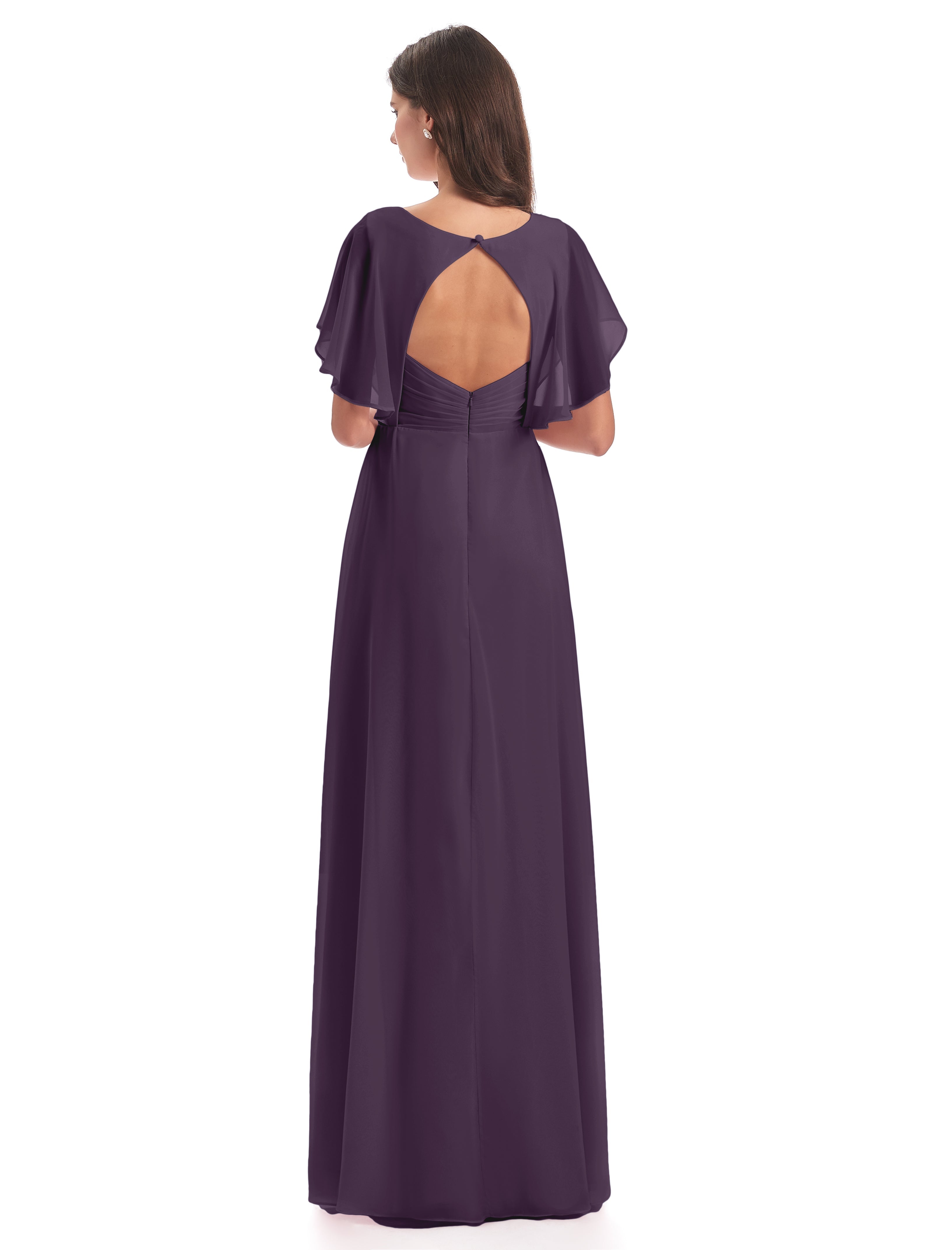 Robe De Demoiselle D'Honneur En Plum Dos Ouvert Fendue Devant Robes Demoiselle D'Honneur