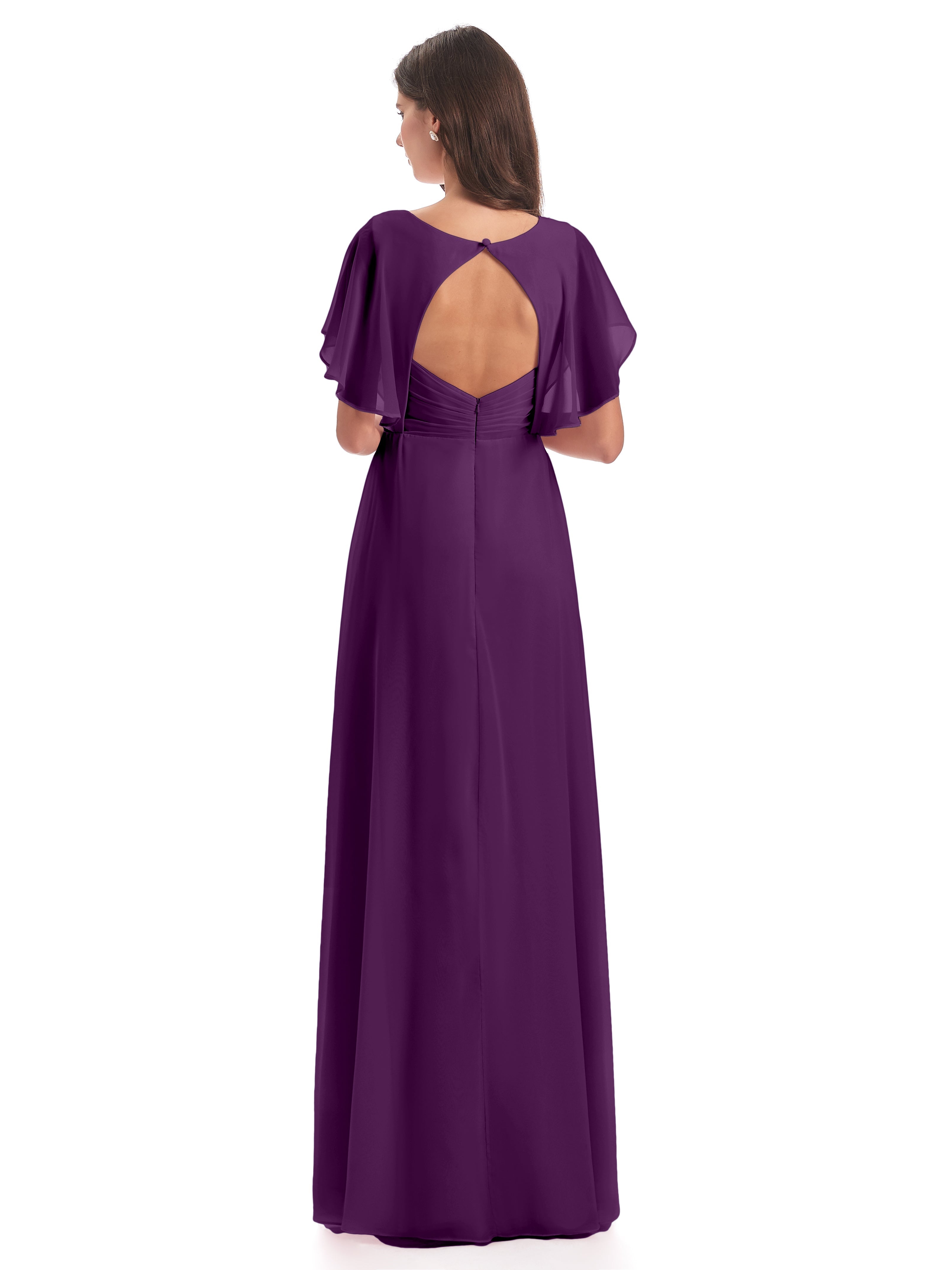 Robes De Demoiselle D'Honneur En Raisin Dos Ouvert Fendue Devant Robes Demoiselle D'Honneur