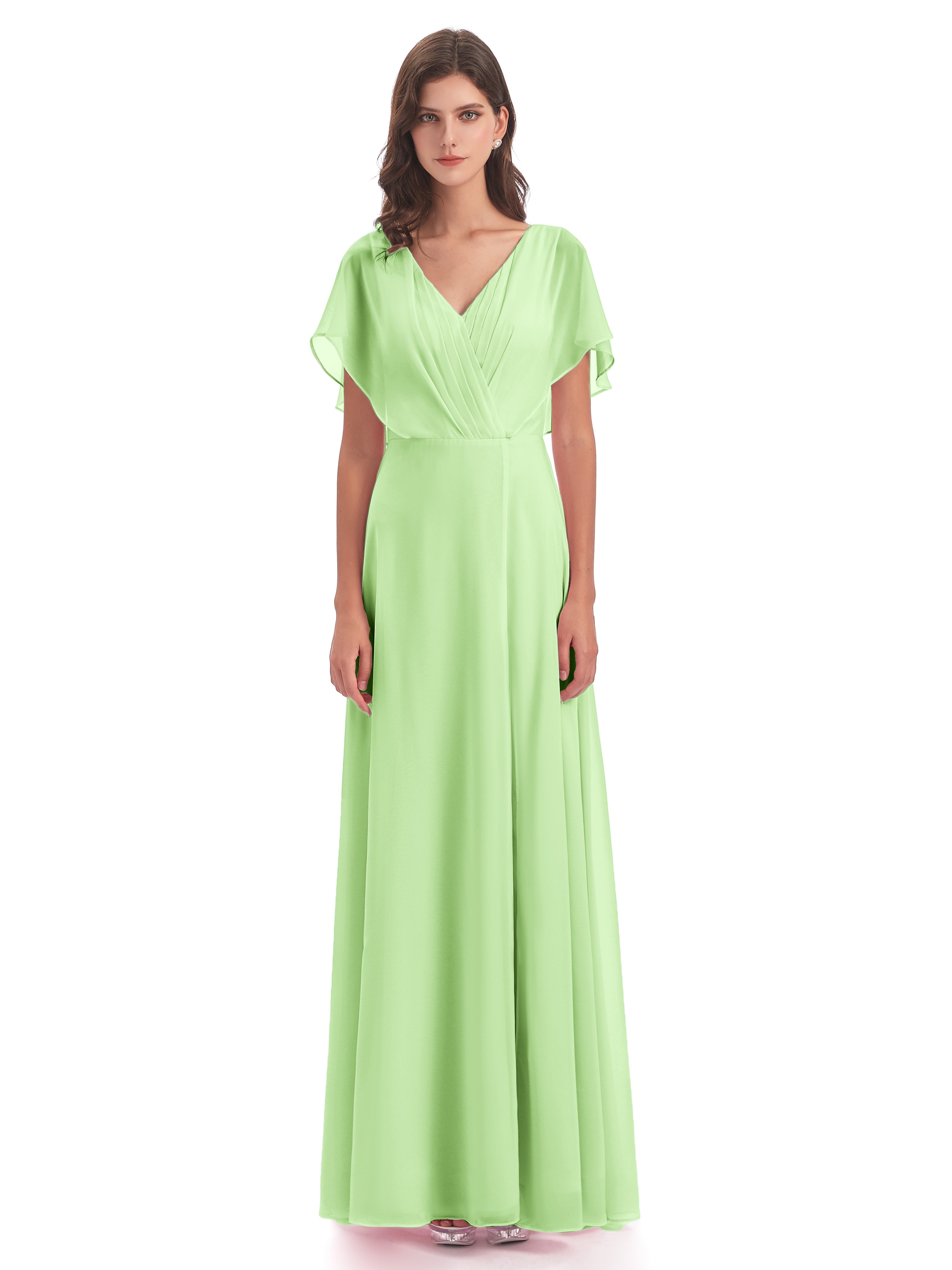 Demoiselle Robe Vert Sauge Dos Ouvert Fendue Devant Robes Demoiselle D'Honneur
