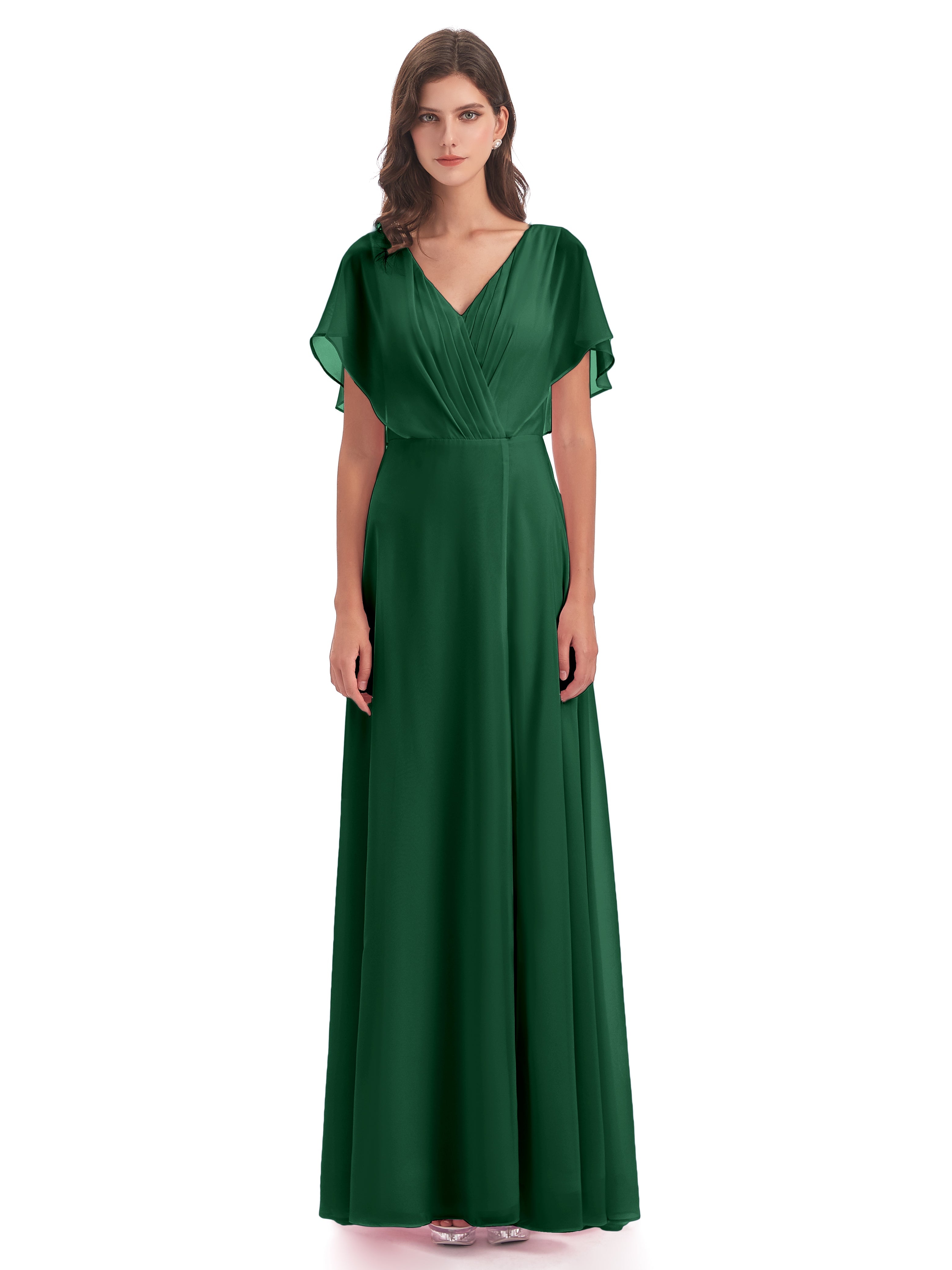 Robes De Demoiselle D'Honneur Vert Foncé Dos Ouvert Fendue Devant Robes Demoiselle D'Honneur