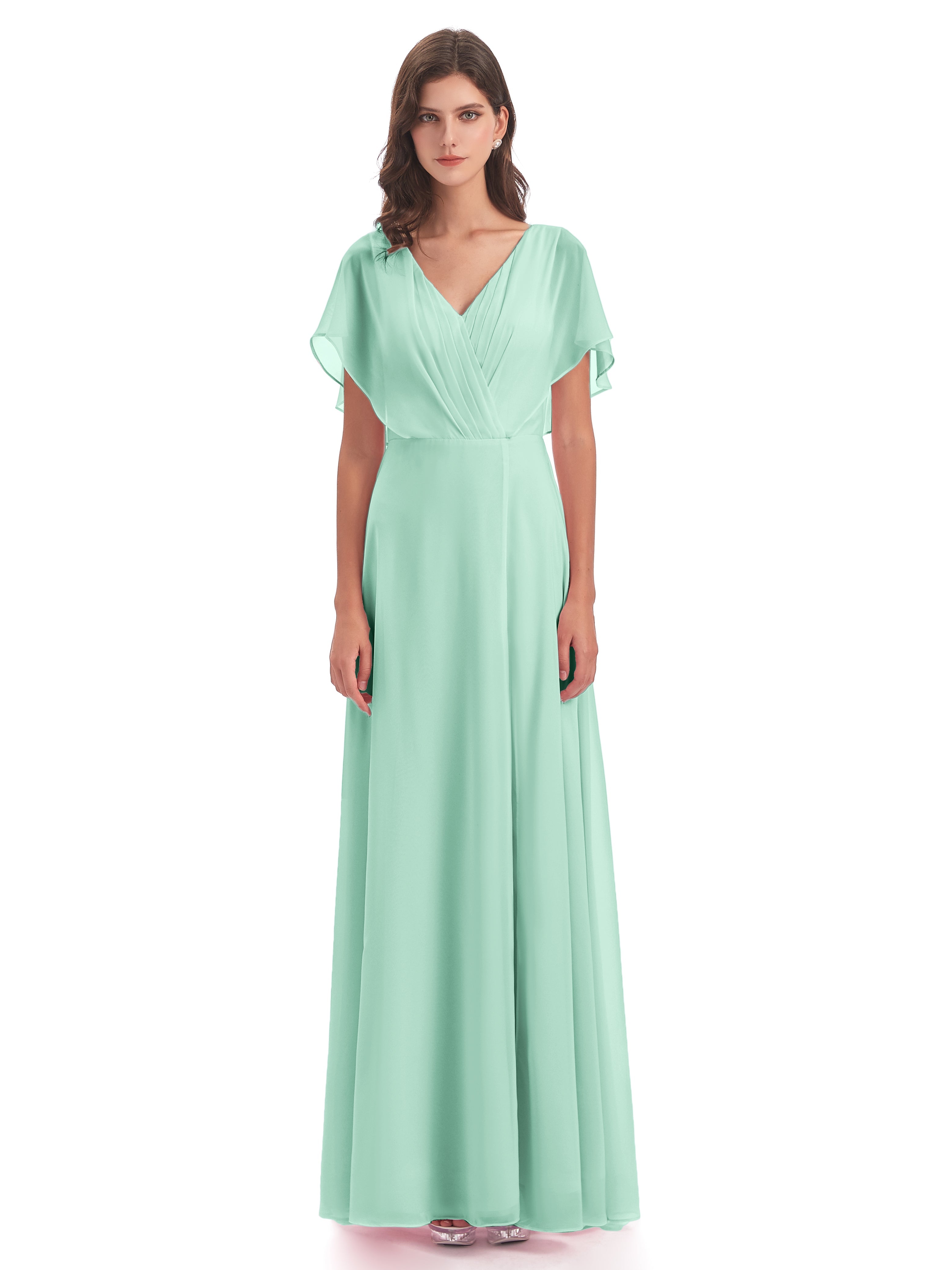 Robes De Demoiselle D'Honneur Vert Menthe Dos Ouvert Fendue Devant Robes Demoiselle D'Honneur