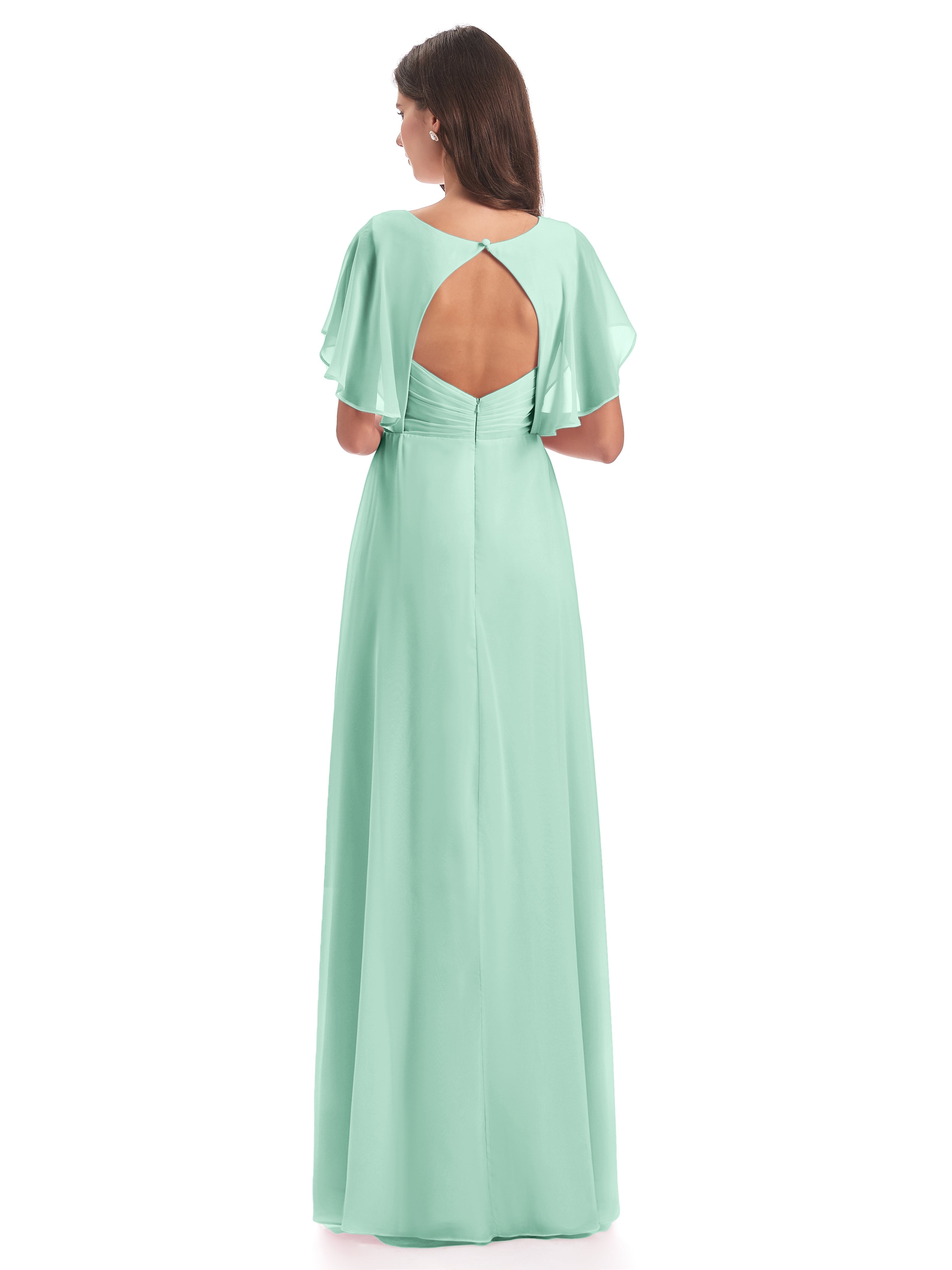 Robes De Demoiselle D'Honneur Vert Menthe Dos Ouvert Fendue Devant Robes Demoiselle D'Honneur