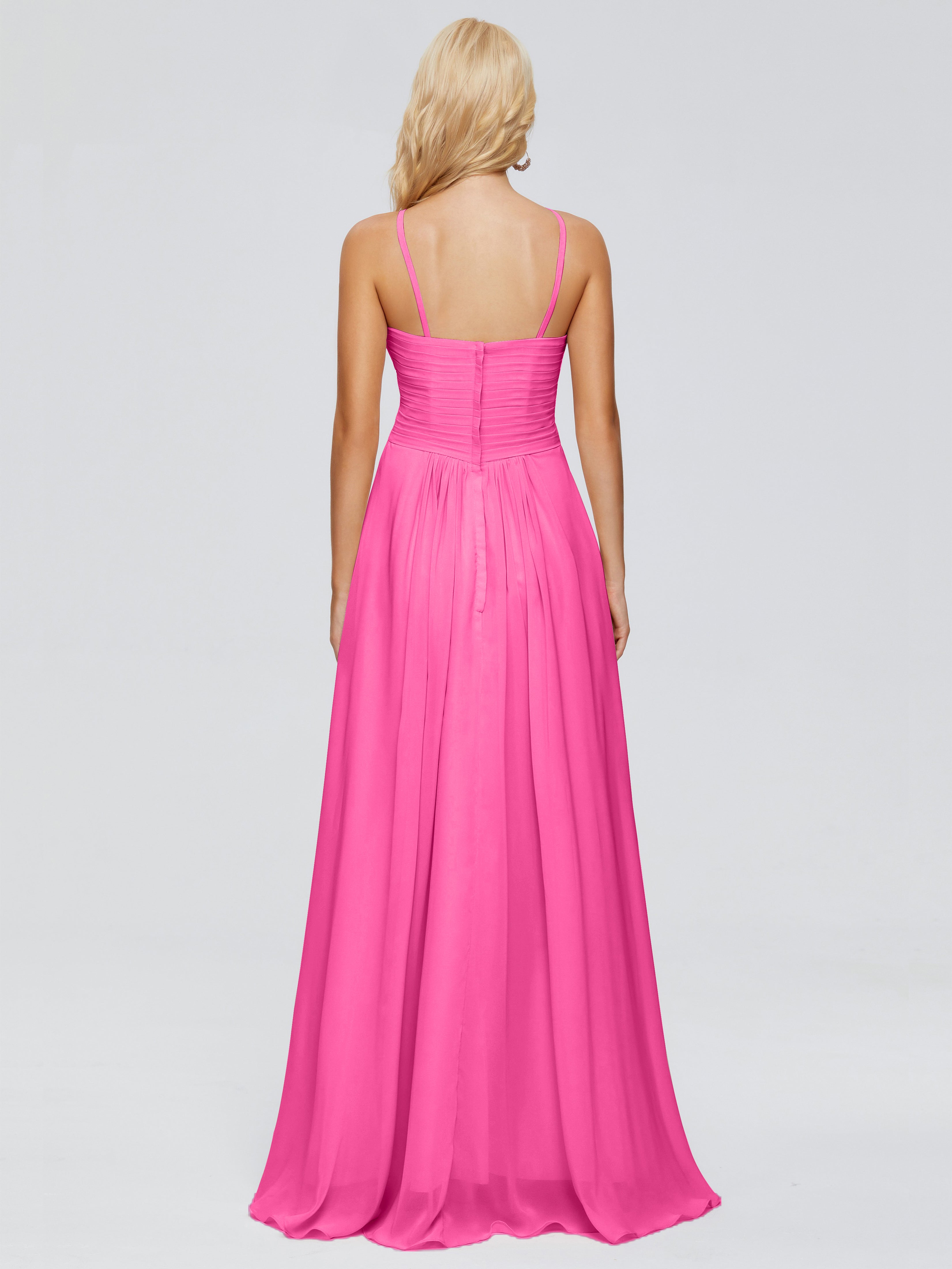 Robe Demoiselle D Honneur Azalée Trapèze Bretelles Spaghetti Mousseline Robes Demoiselle D'Honneur