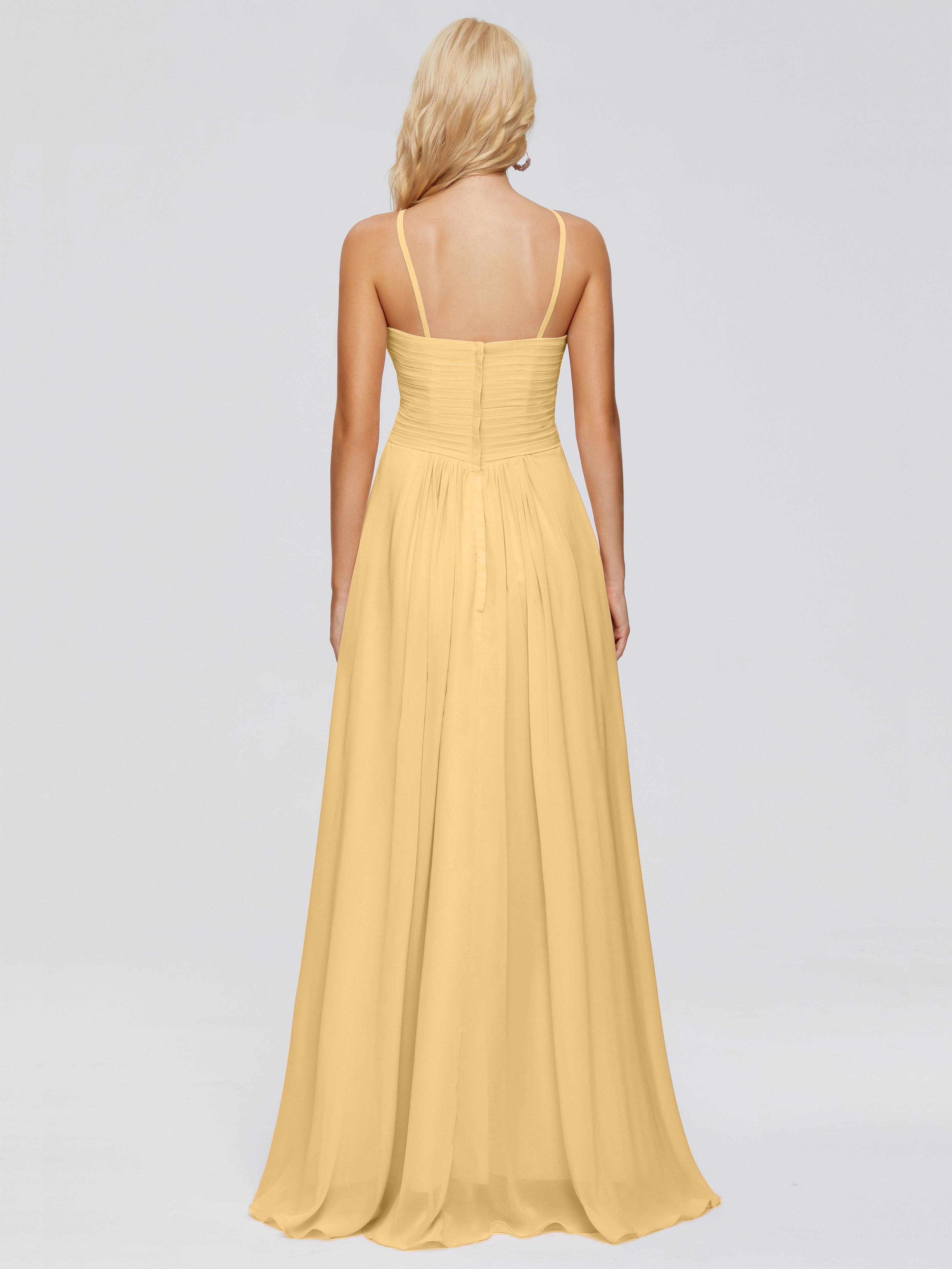 Robes De Demoiselle D'Honneur Courtes En Or Trapèze Bretelles Spaghetti Mousseline Robes Demoiselle D'Honneur