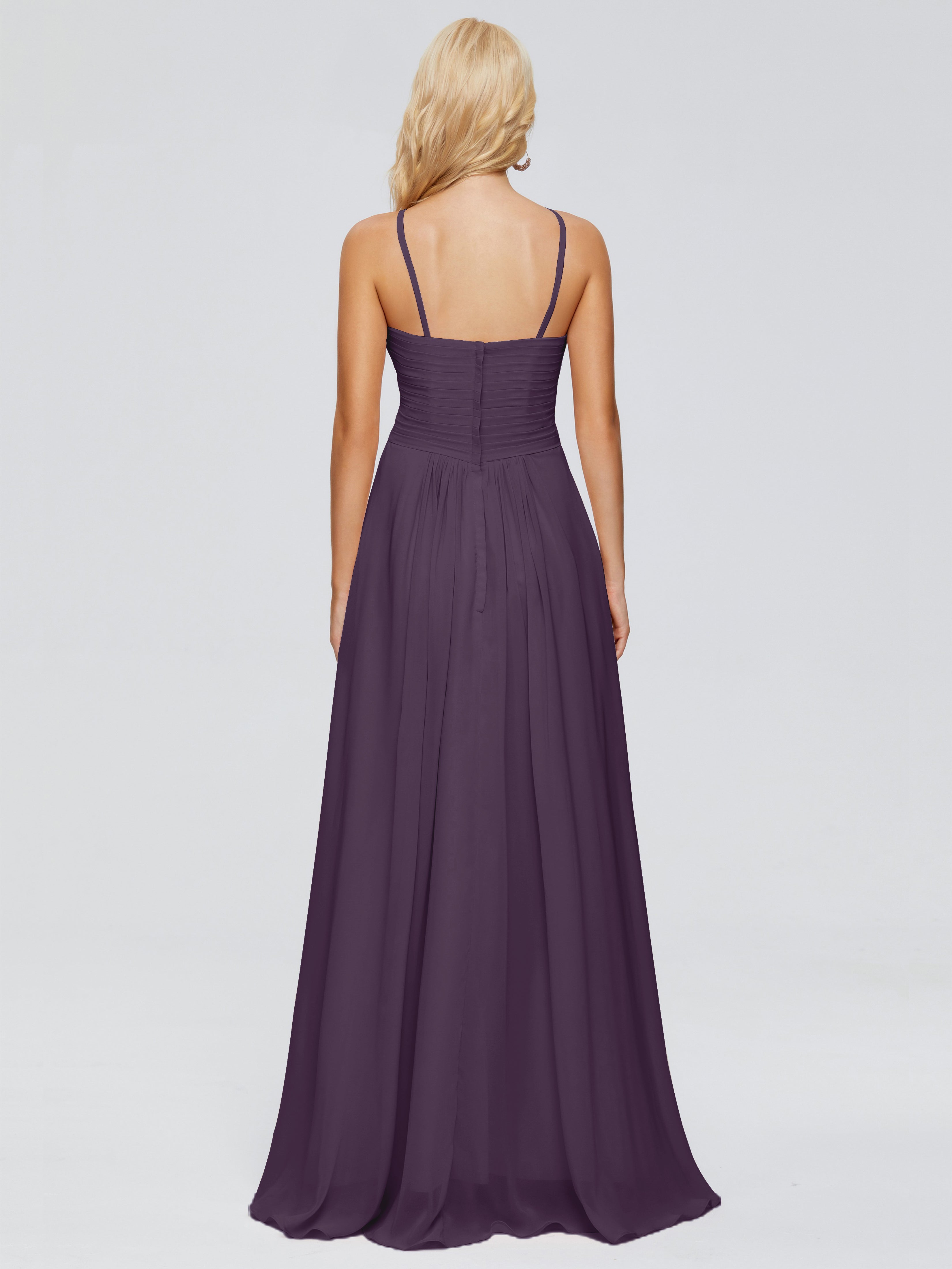 Robe De Demoiselle D'Honneur En Plum Trapèze Bretelles Spaghetti Mousseline Robes Demoiselle D'Honneur