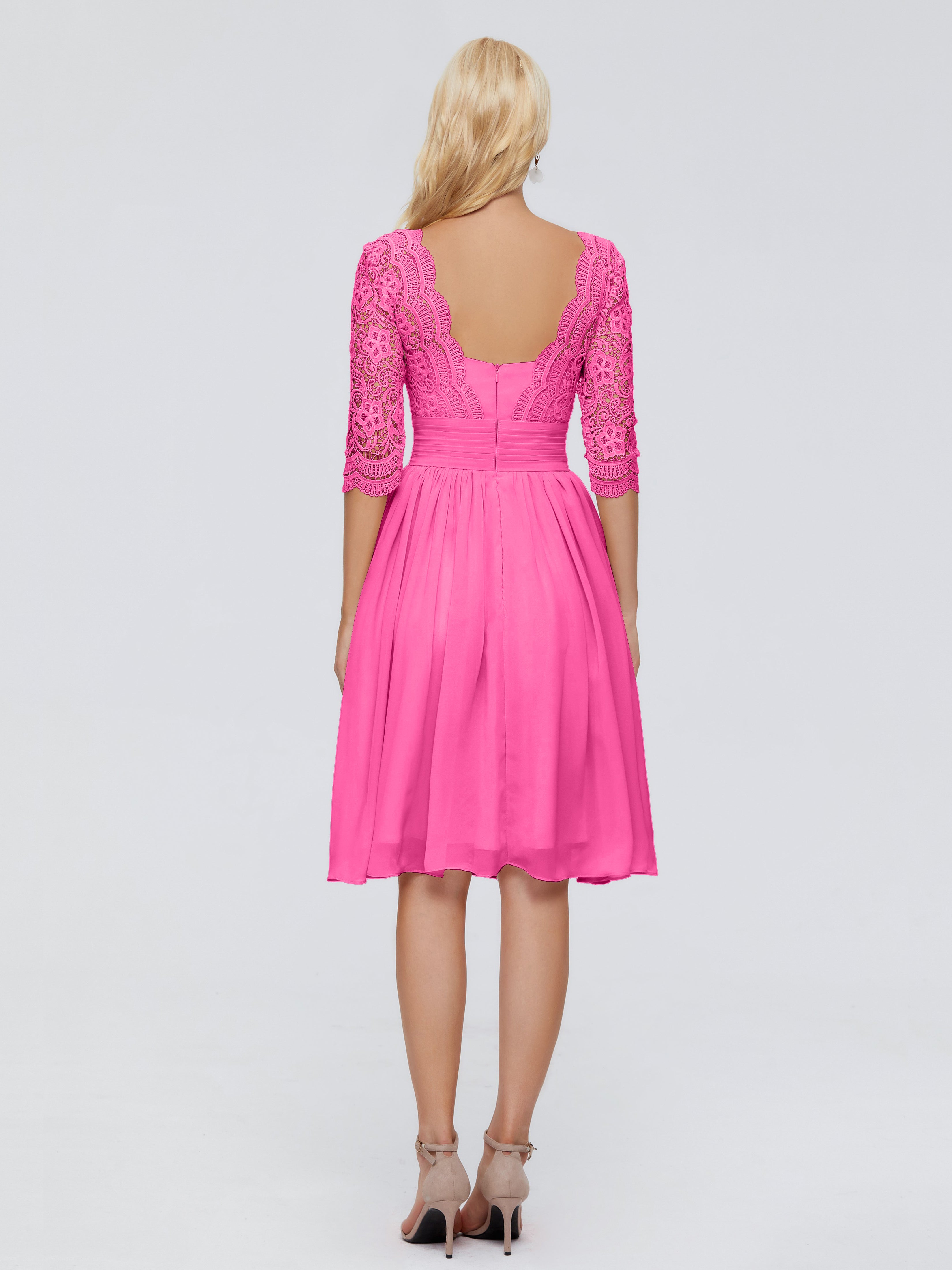 Robe Demoiselle D Honneur Azalée Longueur Genou Dentelle Robes Demoiselle D'Honneur